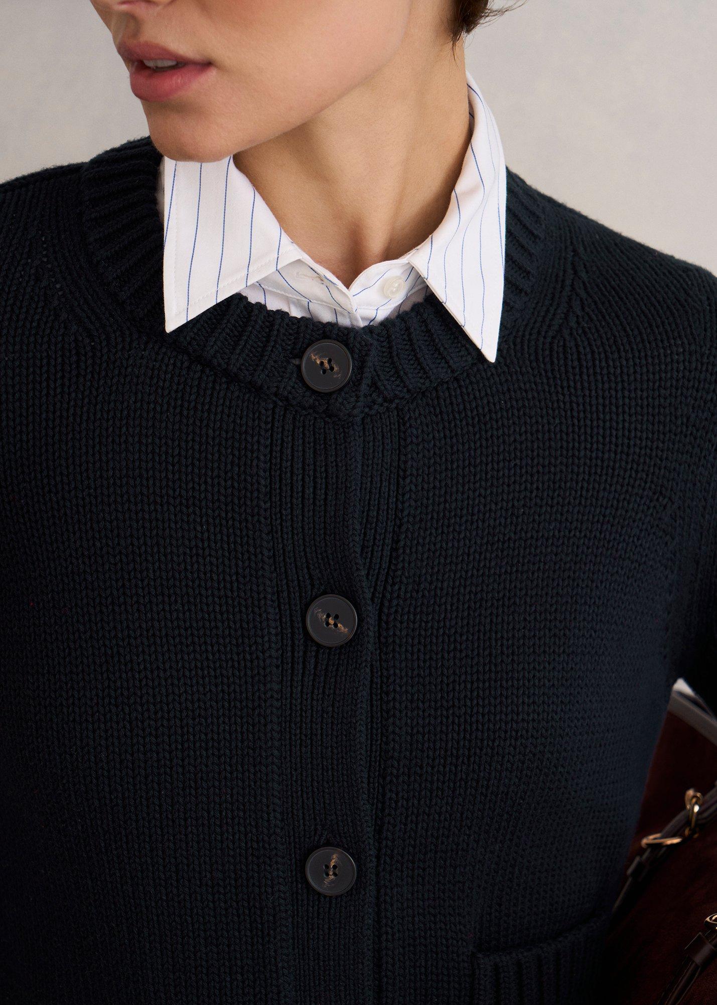 Coco Cotton Cardigan, Navy, hi-res