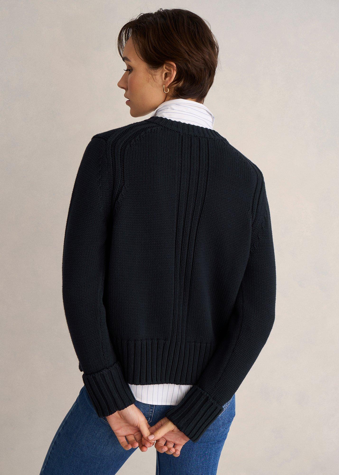 Coco Cotton Cardigan, Navy, hi-res