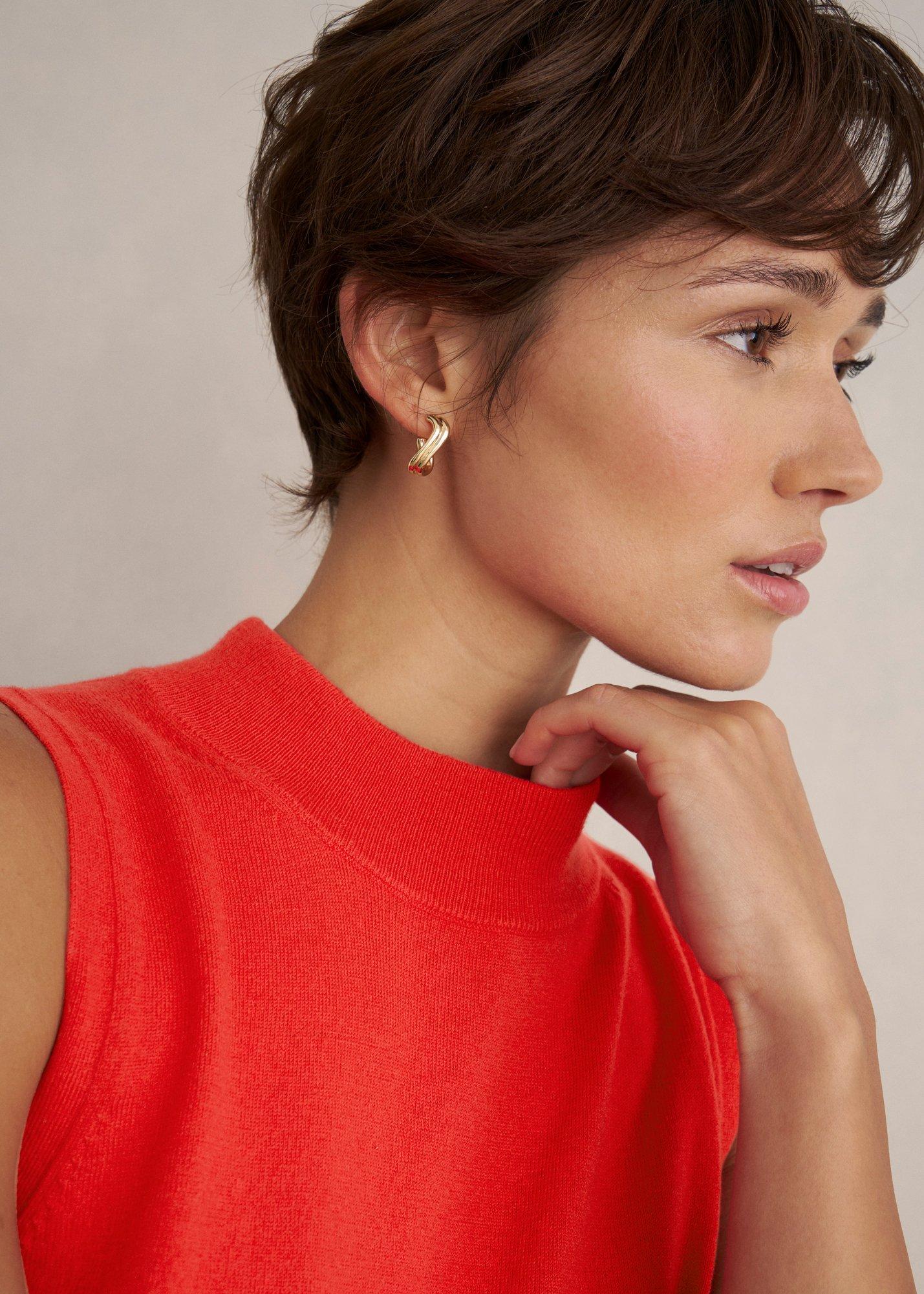 Priya Knitted Vest, Hibiscus Red, hi-res