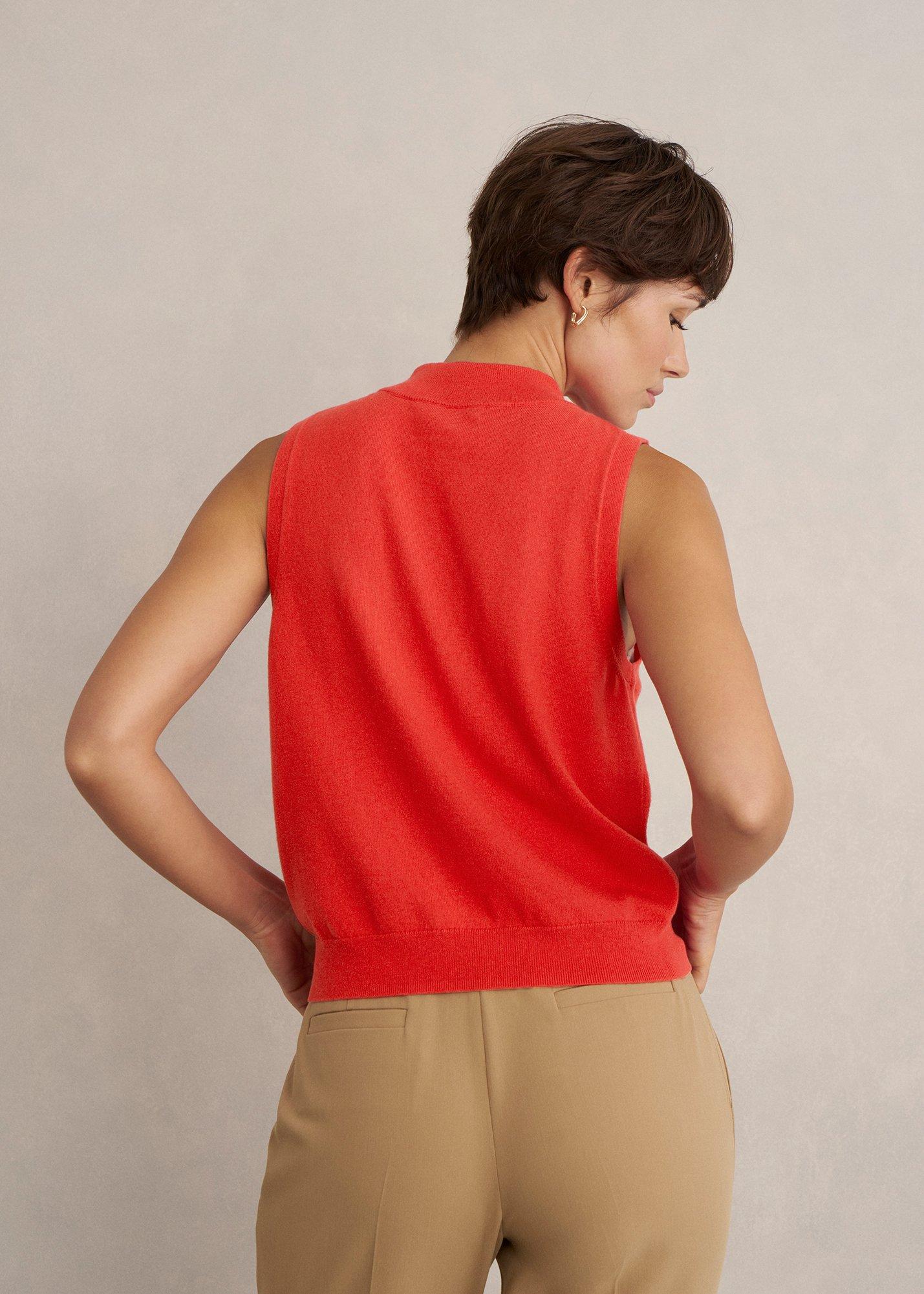 Priya Knitted Vest, Hibiscus Red, hi-res