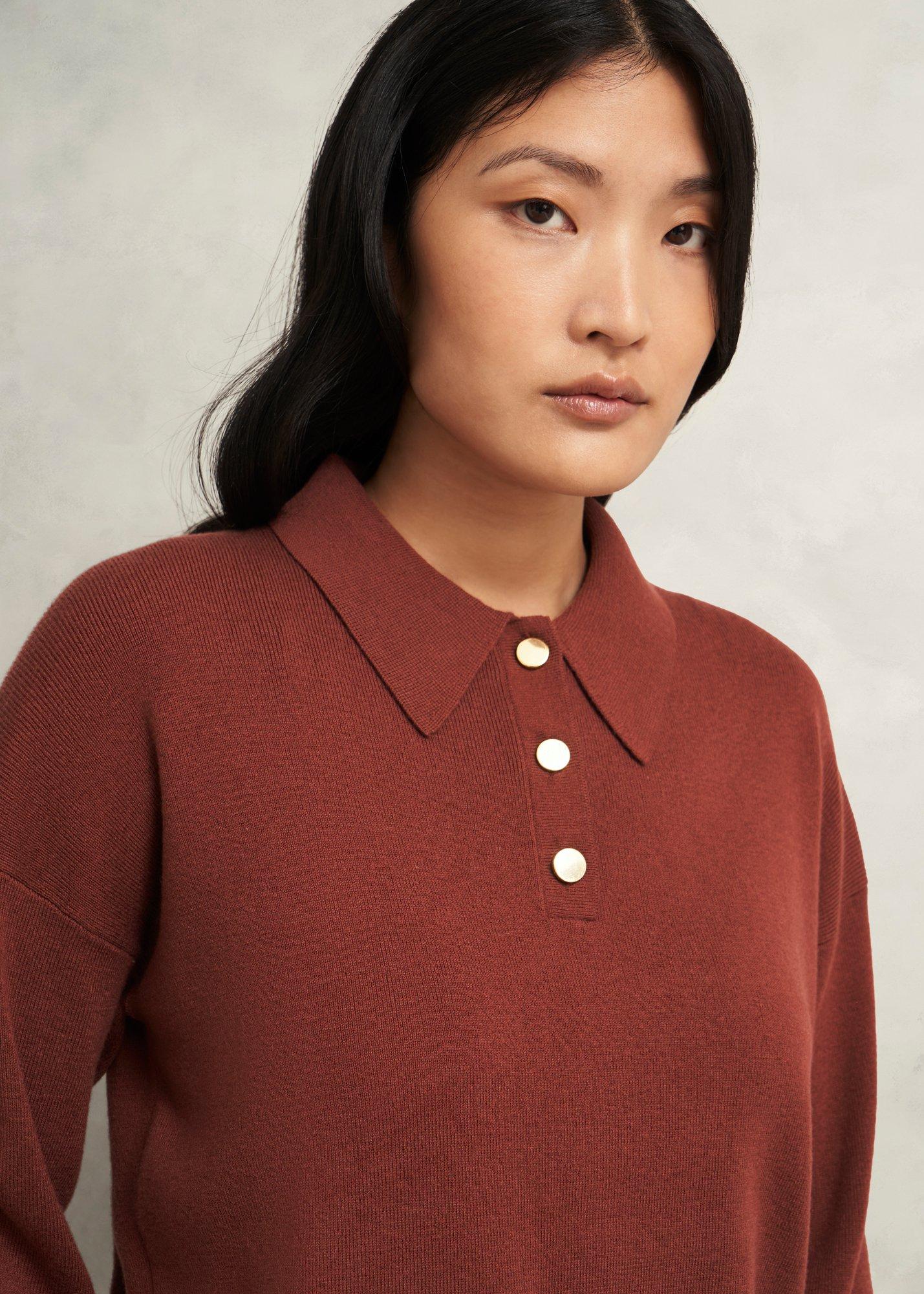 Connie Polo Jumper, Cinnamon Brown, hi-res