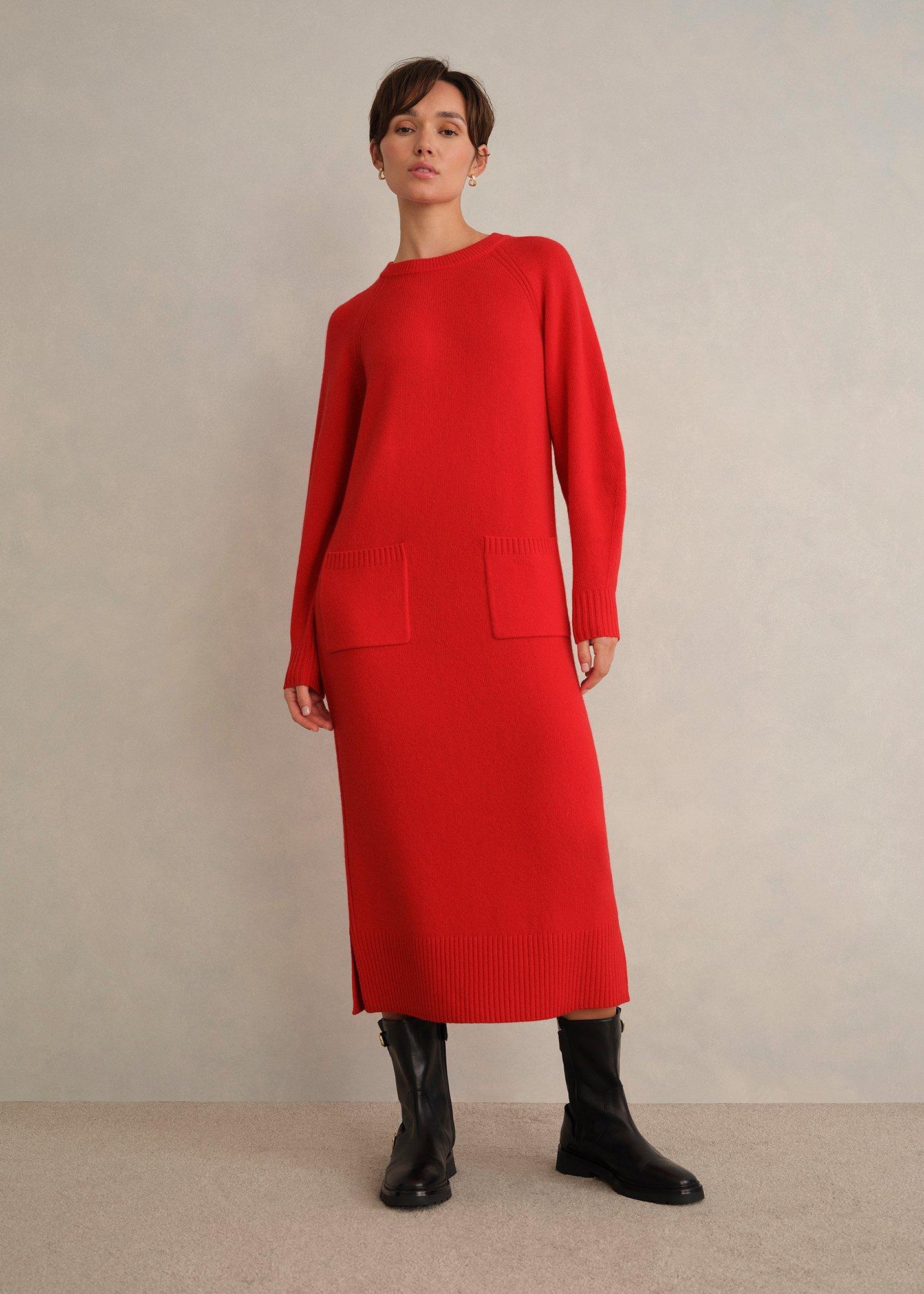 Claudia Knitted Dress, Pepper Red, hi-res