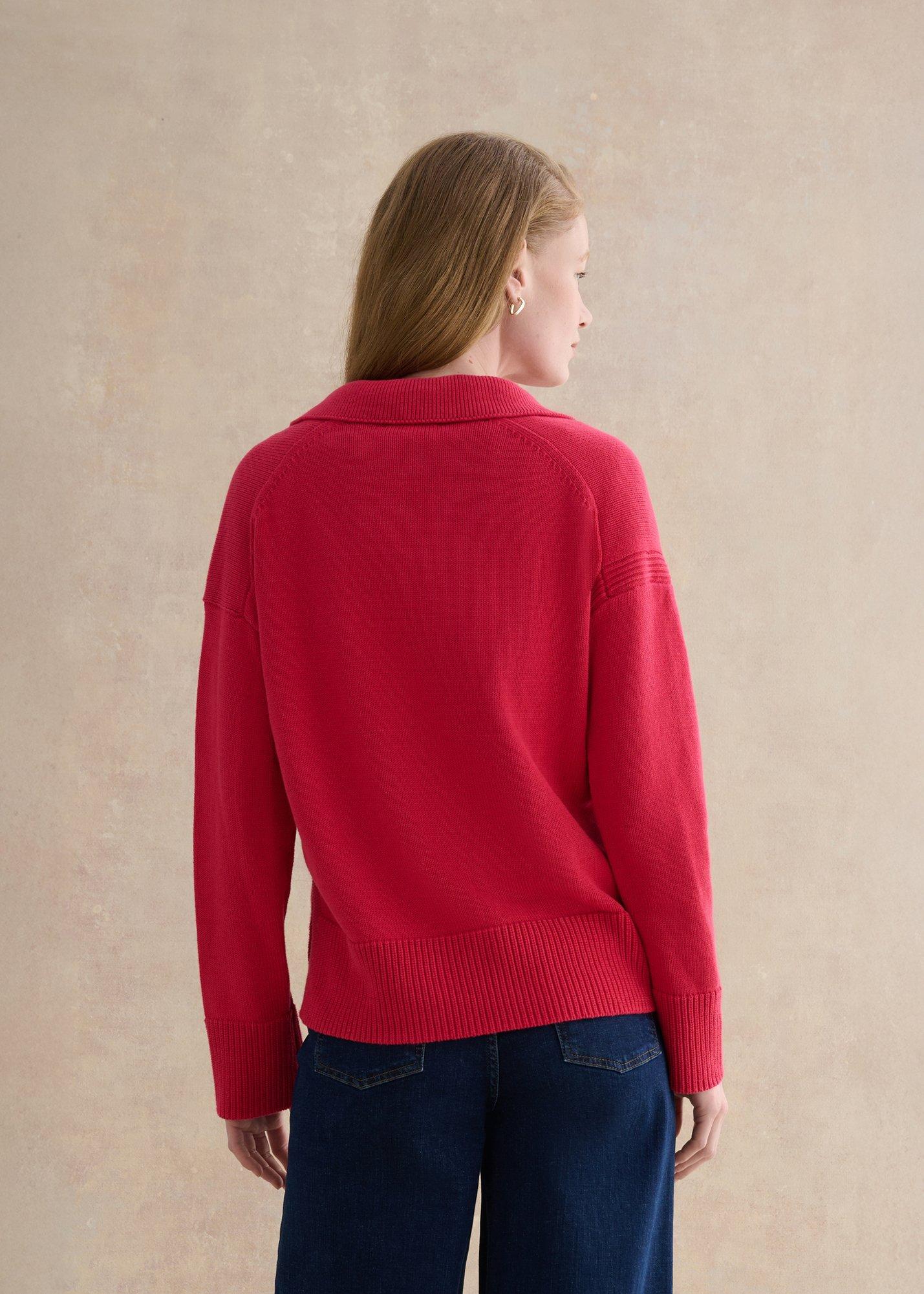 Jamie Polo Cotton Sweater, Soft Berry Pink, hi-res