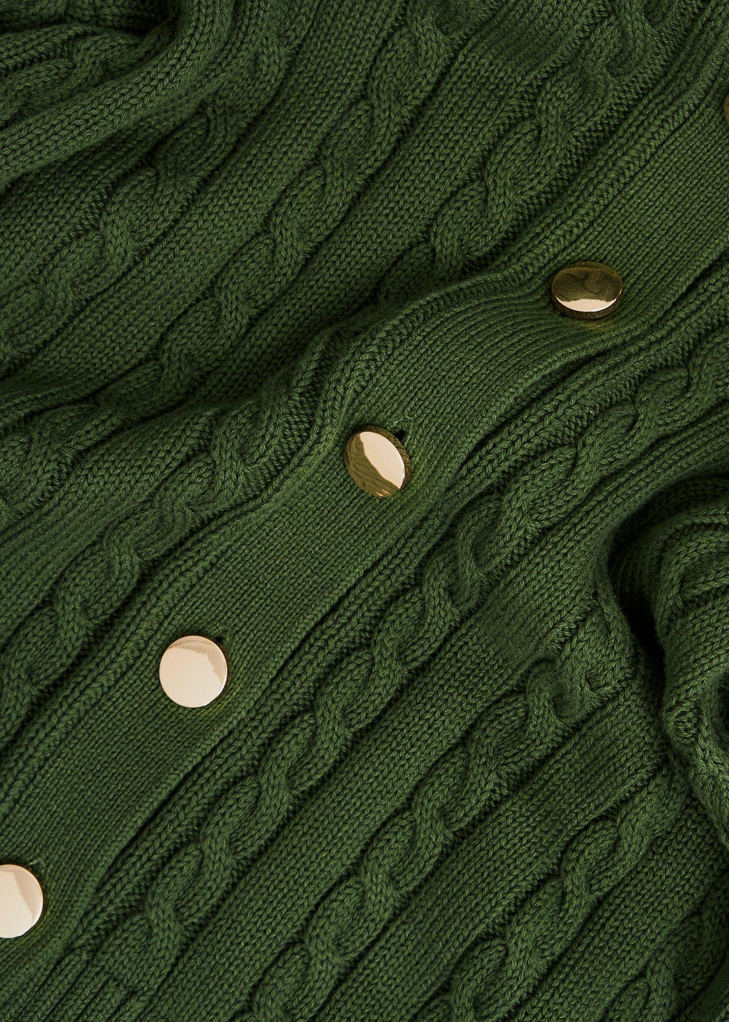 Penrose Cotton Cable Cardigan, Pine Green, hi-res