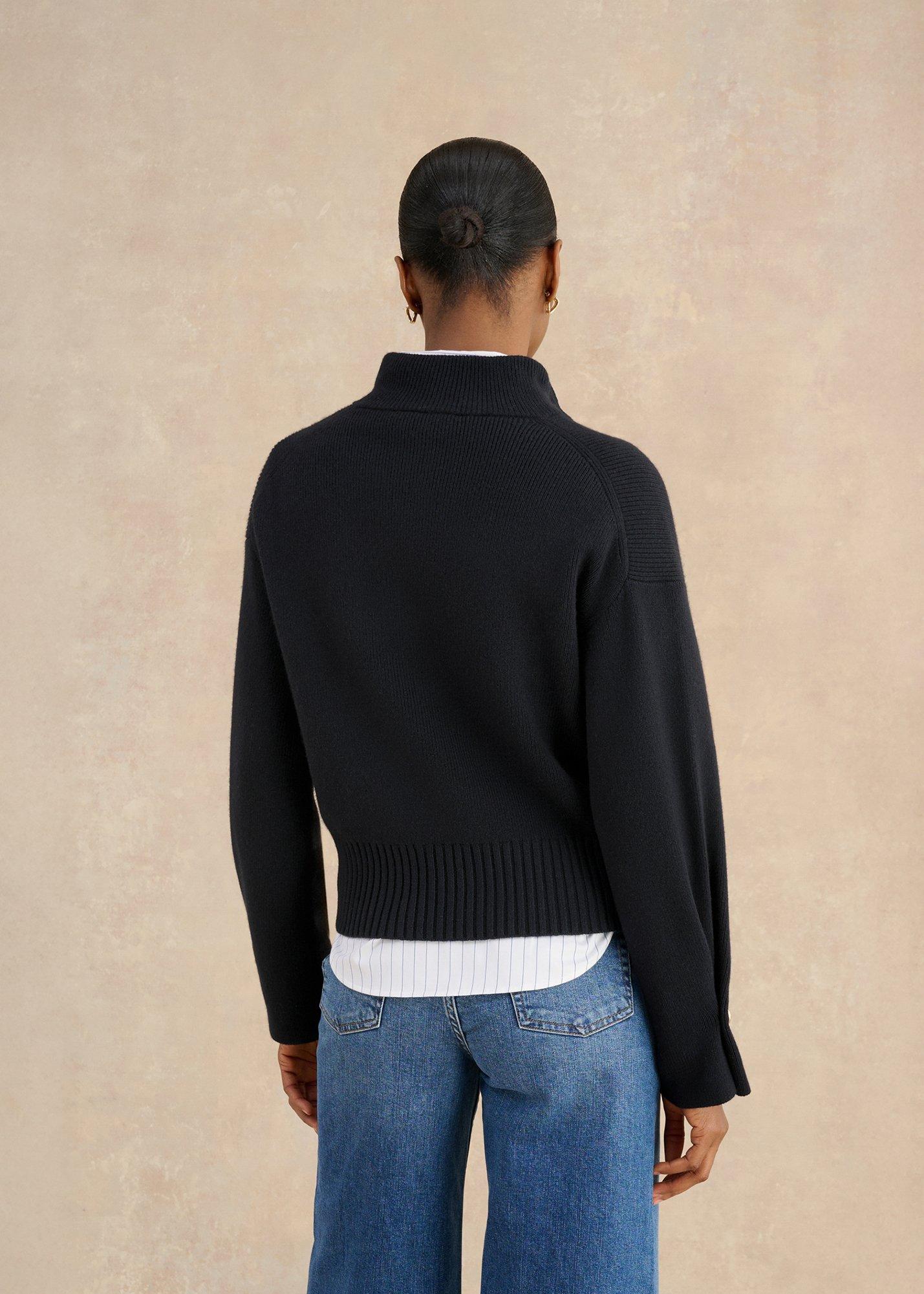 Adler Knitted Cotton Jumper, Hobbs Navy, hi-res