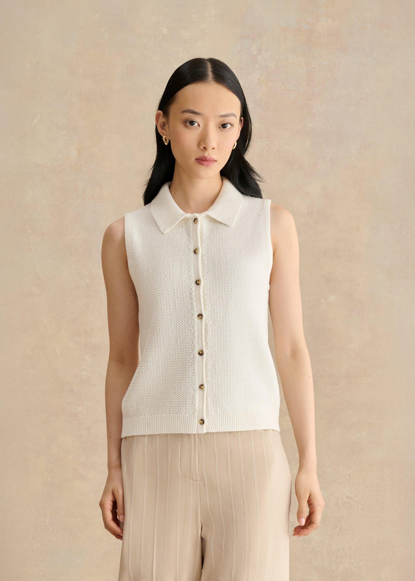 Seaton Cotton Collared Crotchet Tank