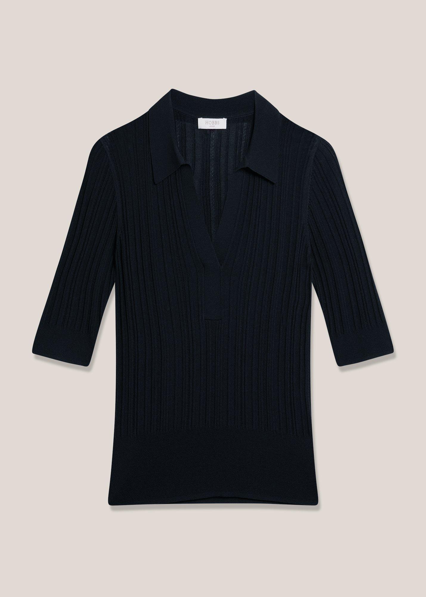 Blair Pointelle Knitted Polo Top