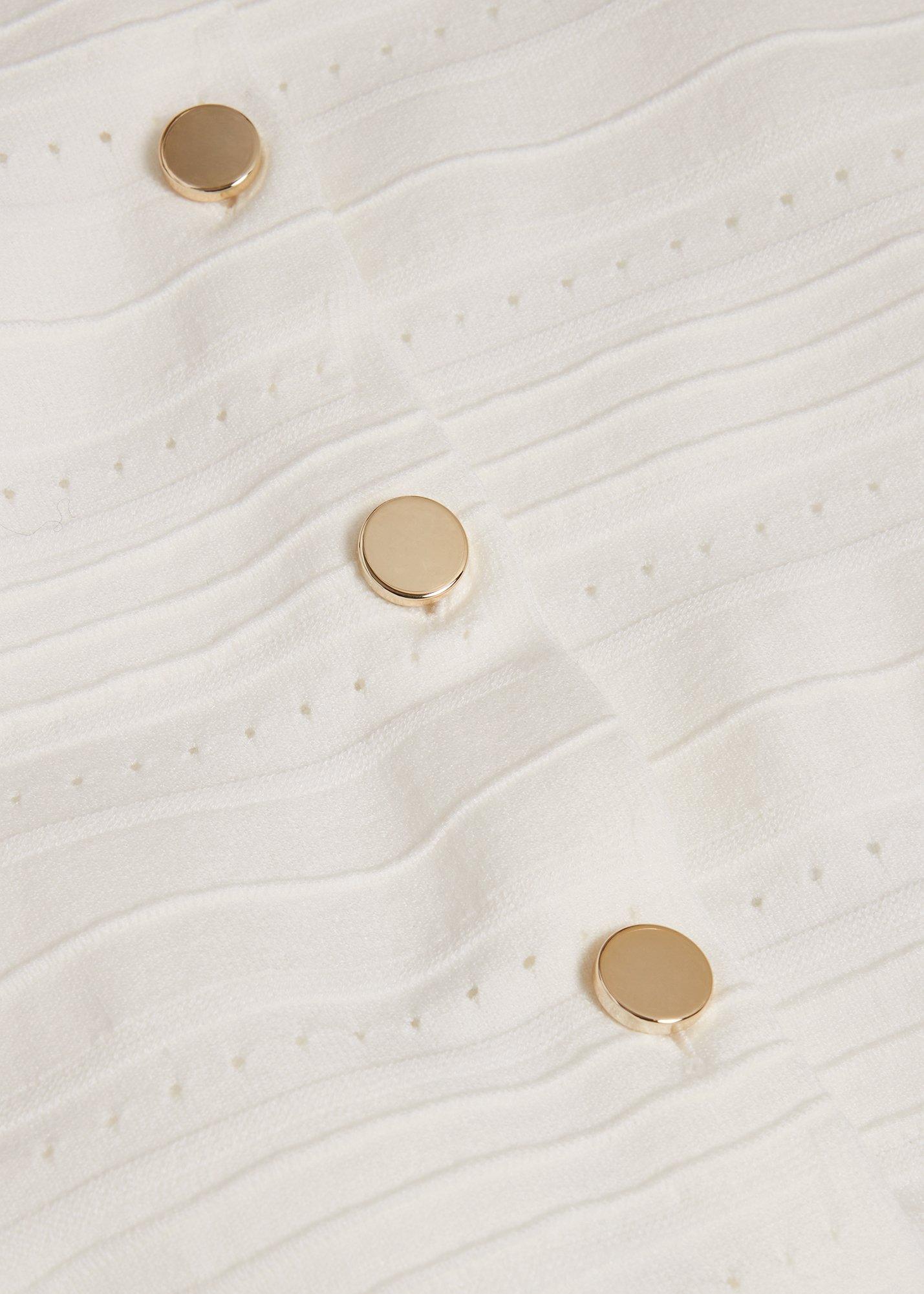 Mimi Pointelle Short Sleeve Cardigan , Ivory, hi-res