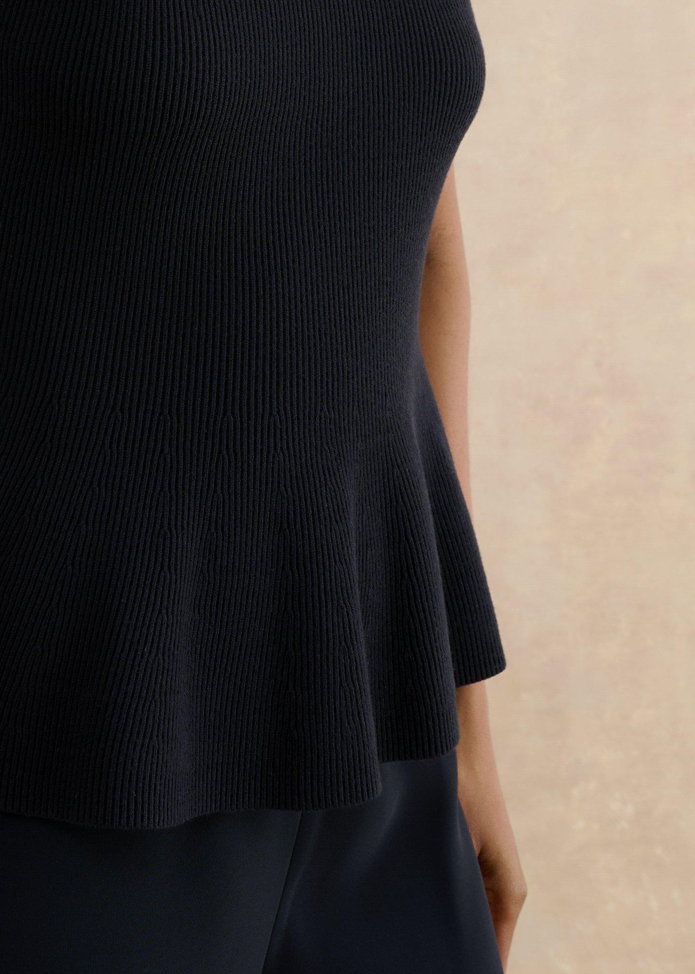 Bowes Ribbed Peplum Top, Hobbs Navy, hi-res