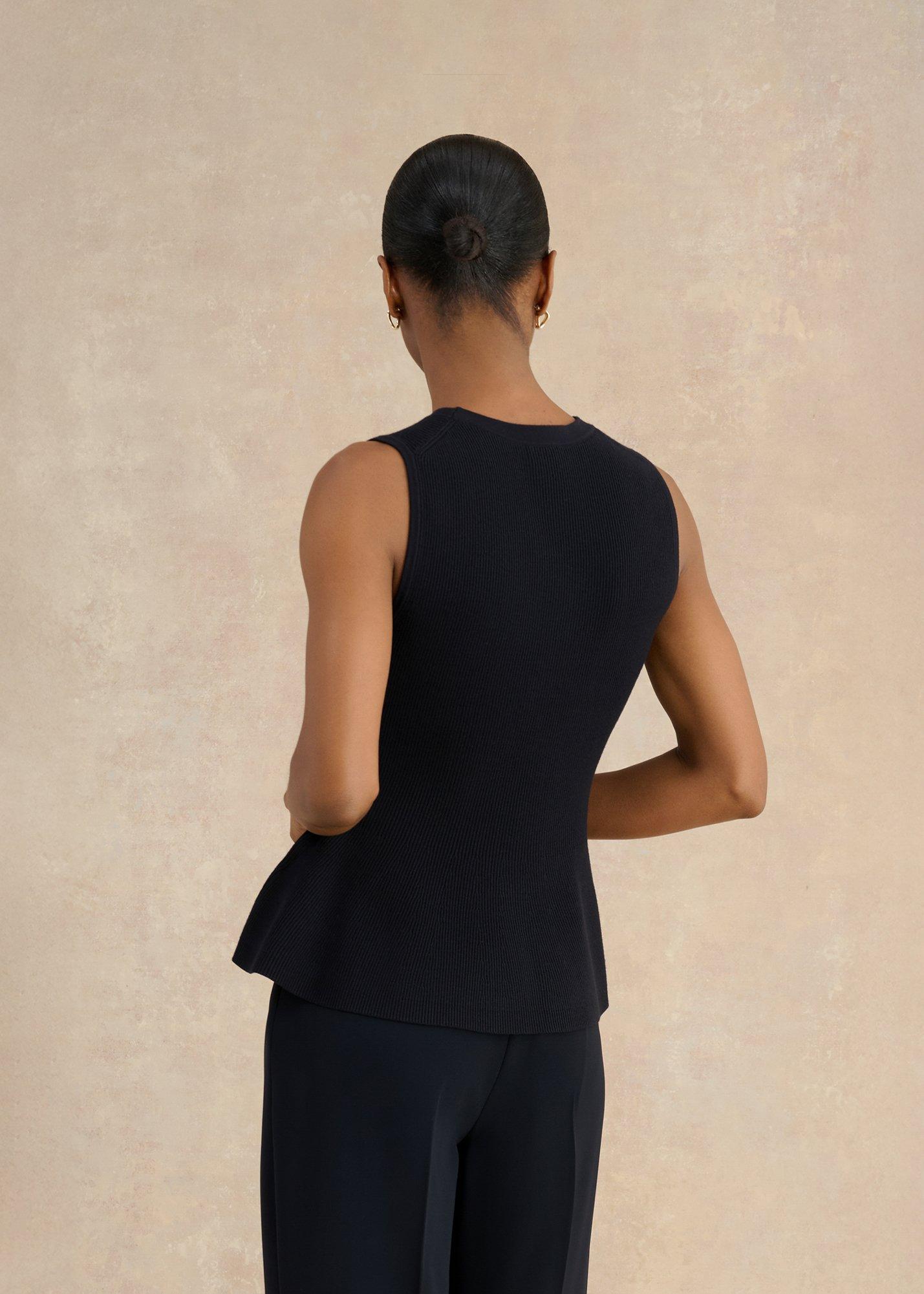 Bowes Ribbed Peplum Top, Hobbs Navy, hi-res