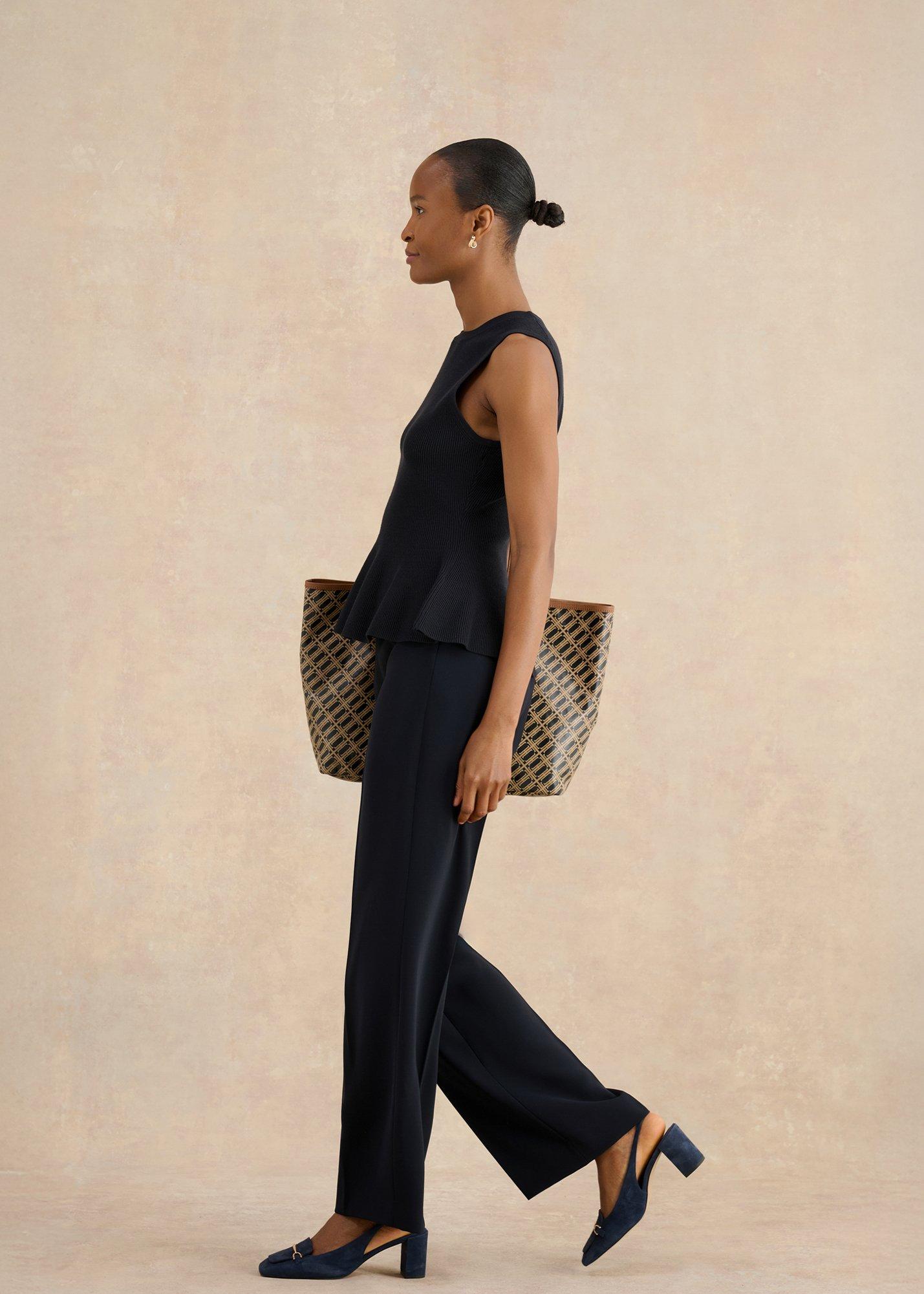 Bowes Ribbed Peplum Top, Hobbs Navy, hi-res