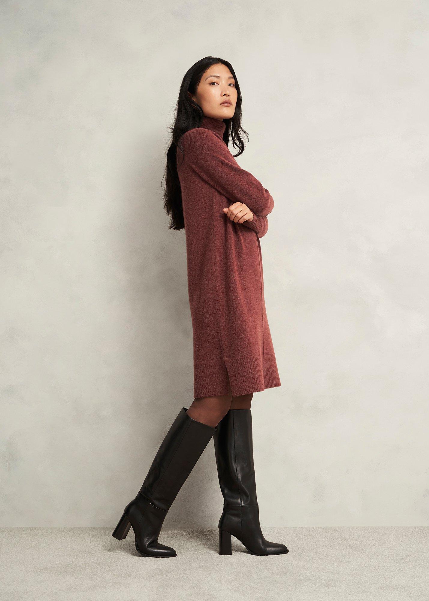 Nessa Knitted Dress, Cinnamon Brown, hi-res
