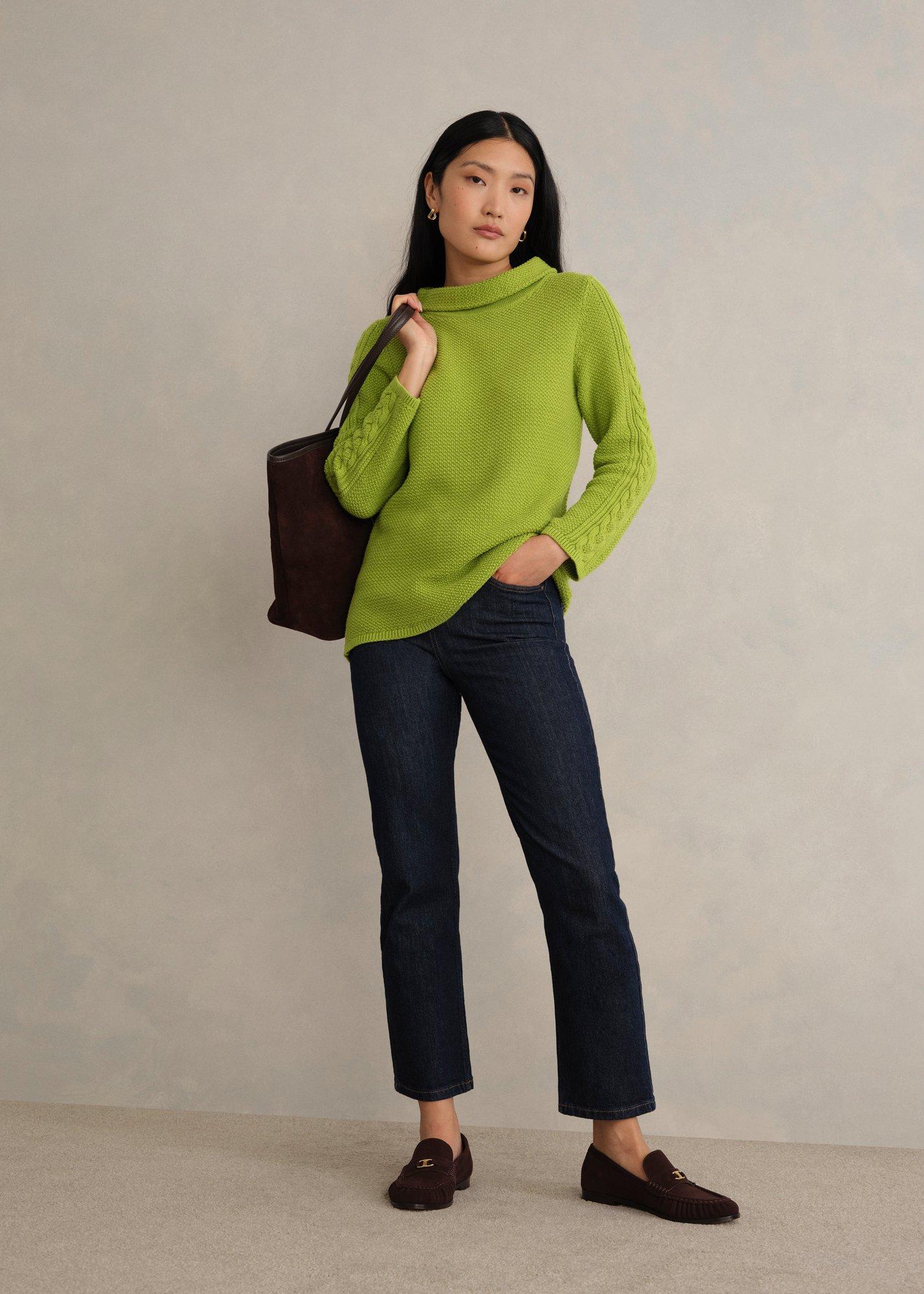 Camilla Cotton Jumper, Pear Green, hi-res