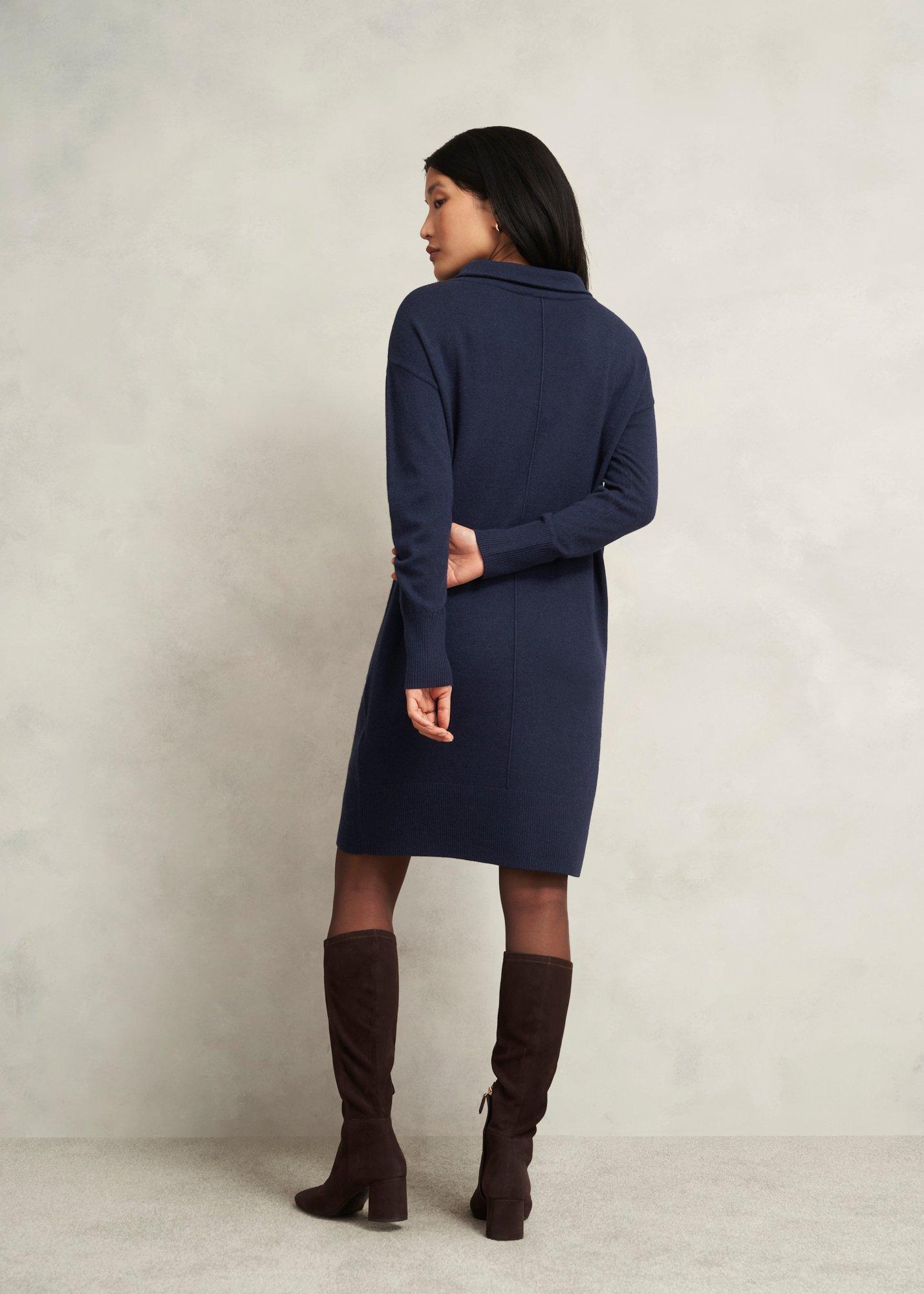 Petite Audrey Knitted Dress, Hobbs Midnight, hi-res