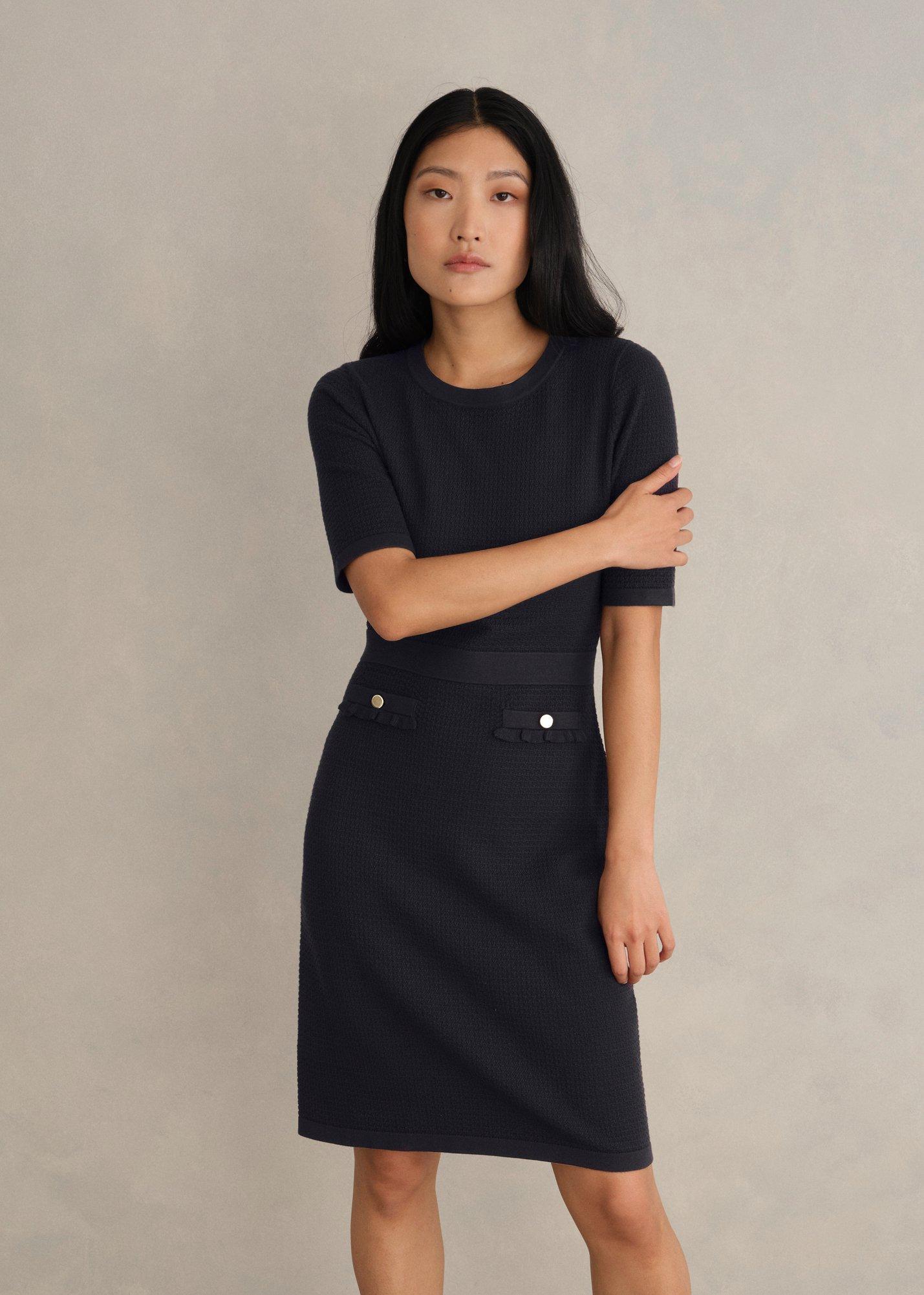 Petra Knitted Dress, Hobbs Navy, hi-res