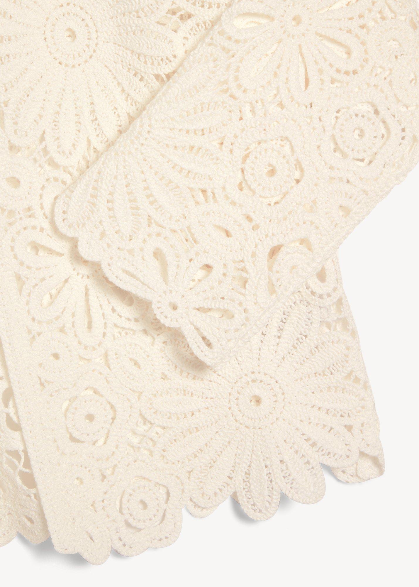 Syon Cotton Crochet Knitted Jacket, Ivory, hi-res