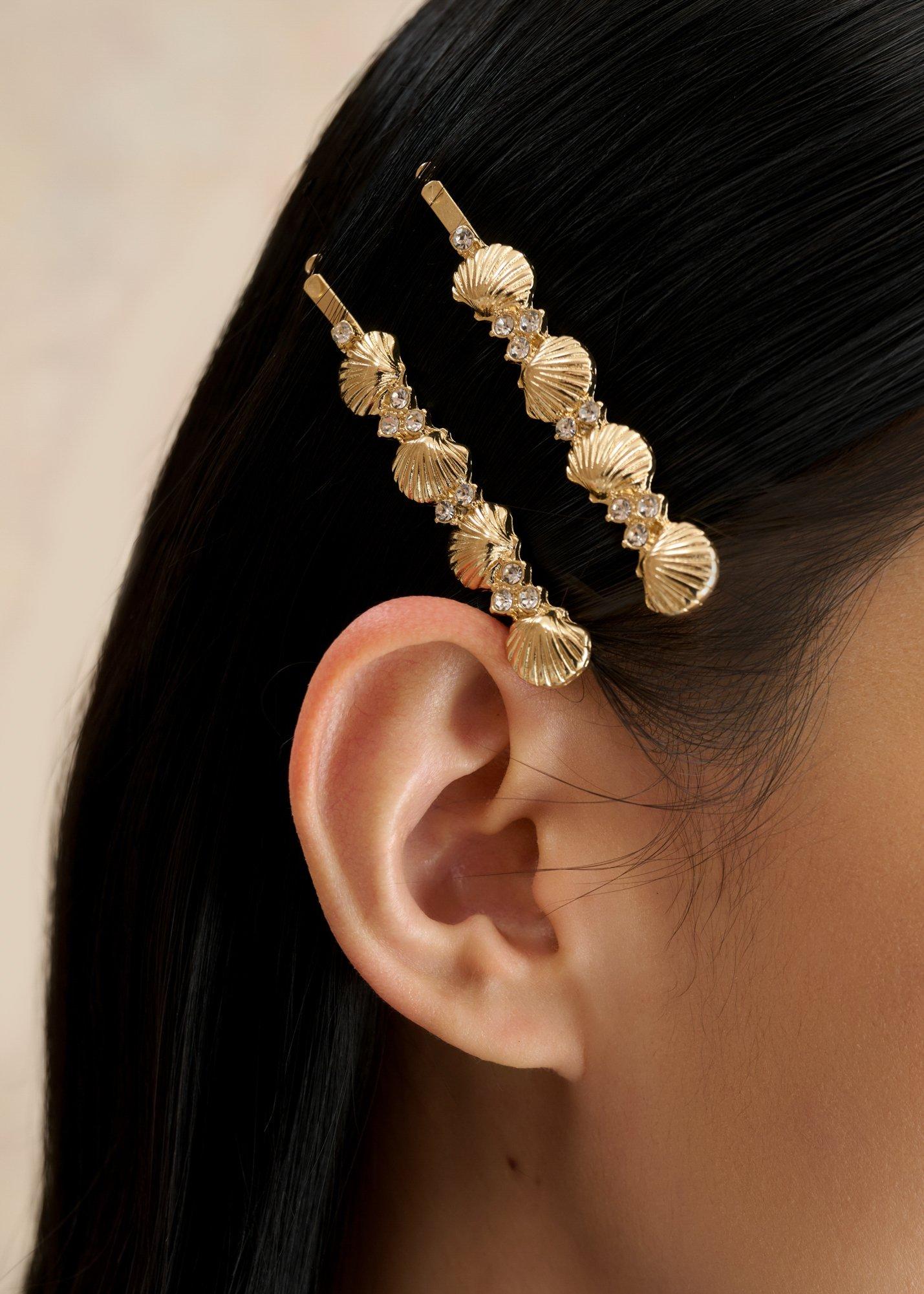 Brenna Hair Clips, Gold, hi-res