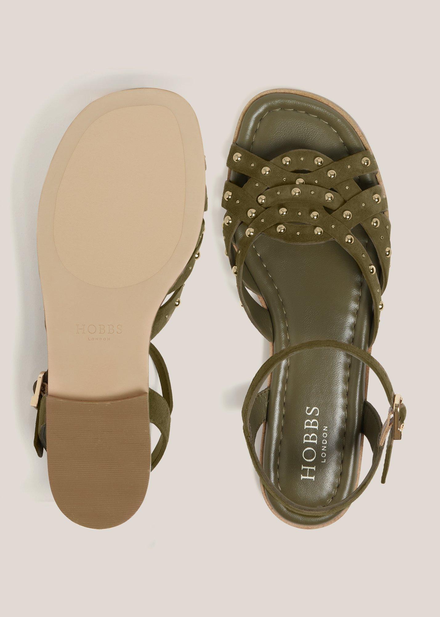 Emerson Suede Sandals, Dark Olive, hi-res