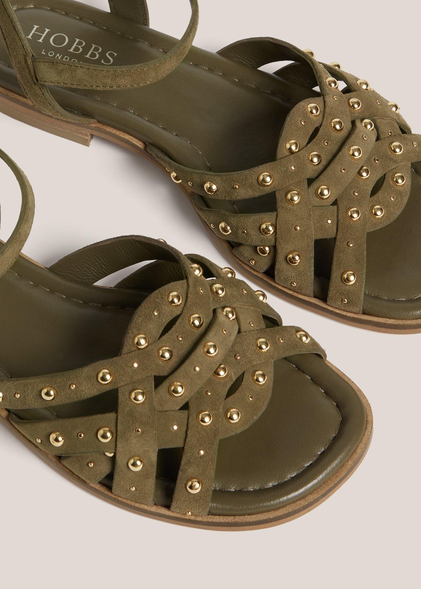 Emerson Suede Sandals, Dark Olive, hi-res