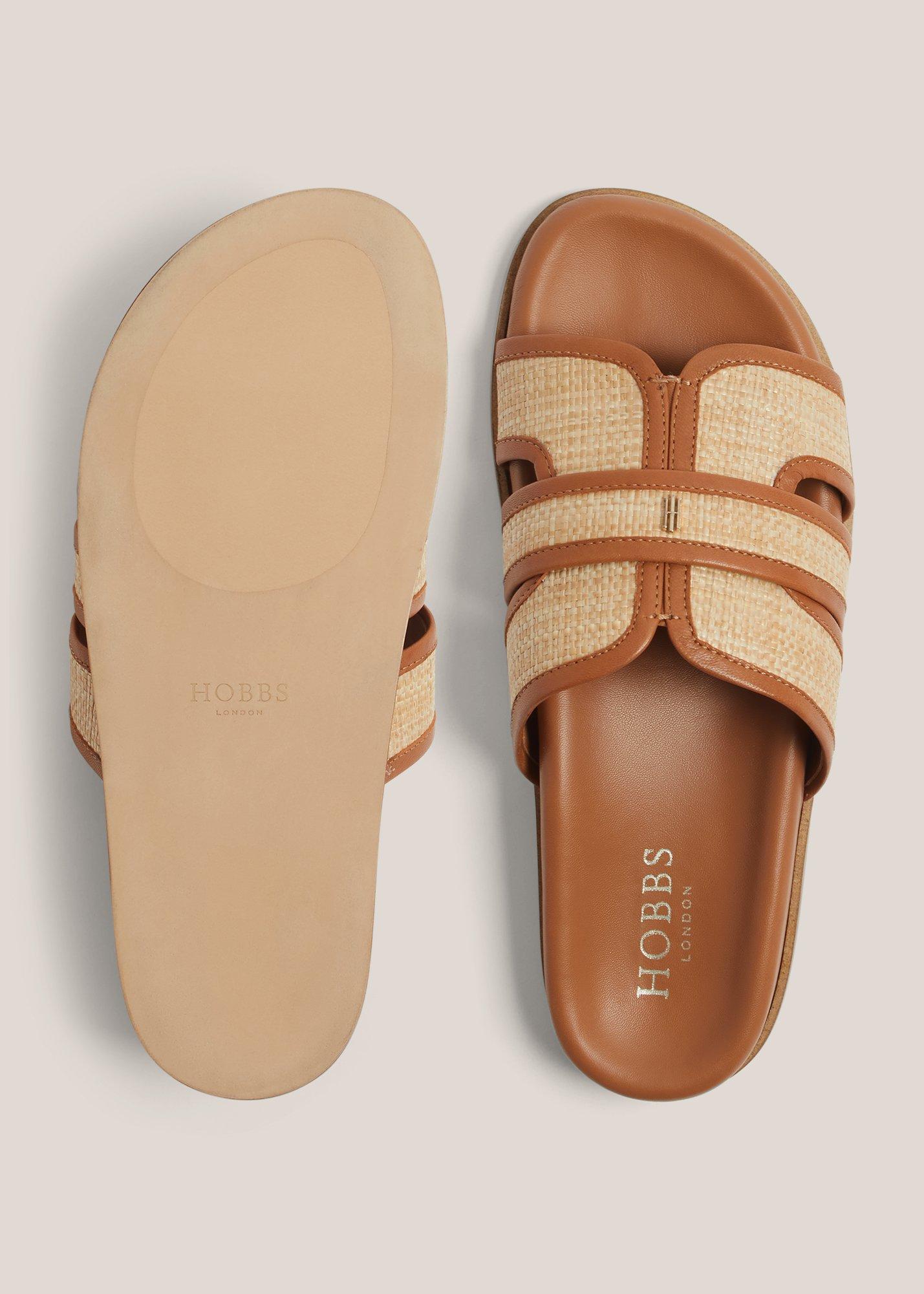 Emma Raffia Slides, Tan Natural, hi-res