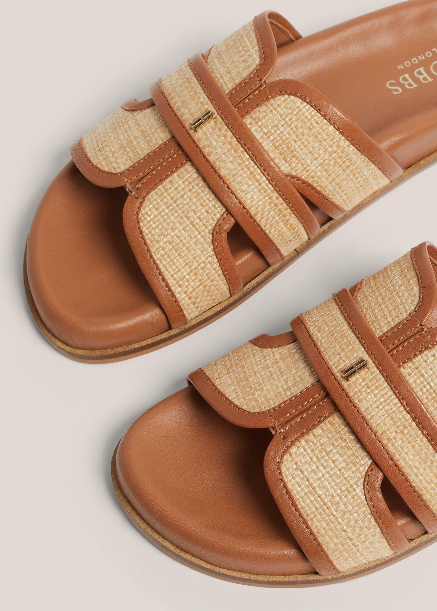 Emma Raffia Slides, Tan Natural, hi-res