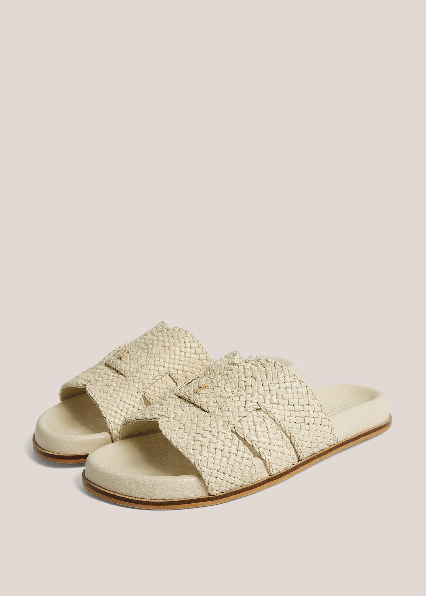 Emma Woven Slides, Warm Ivory, hi-res