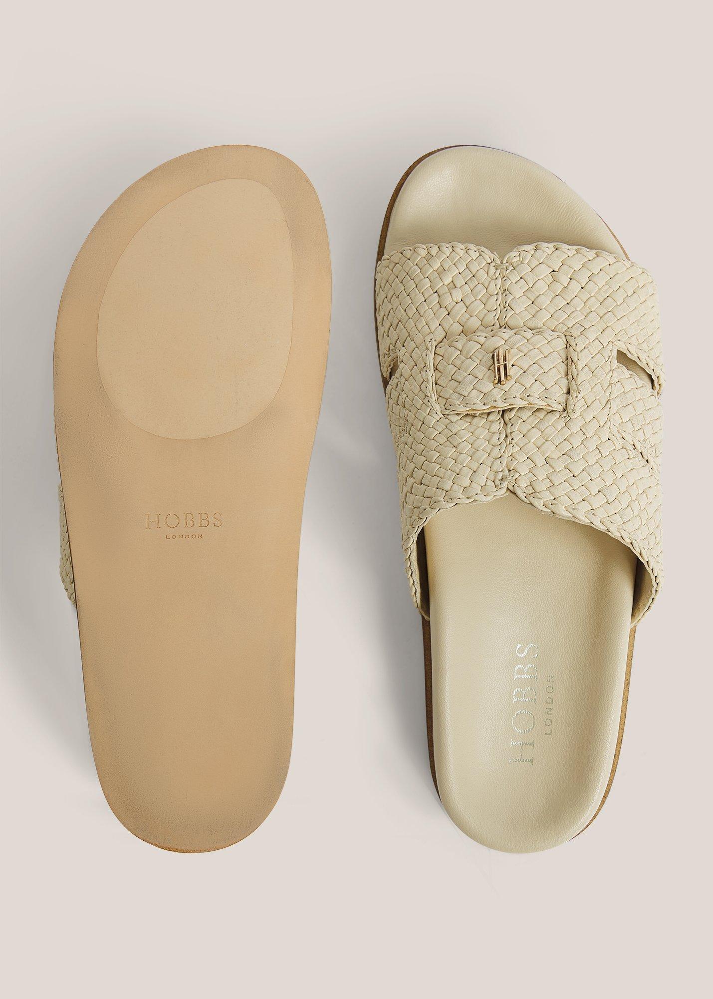 Emma Woven Slides, Warm Ivory, hi-res