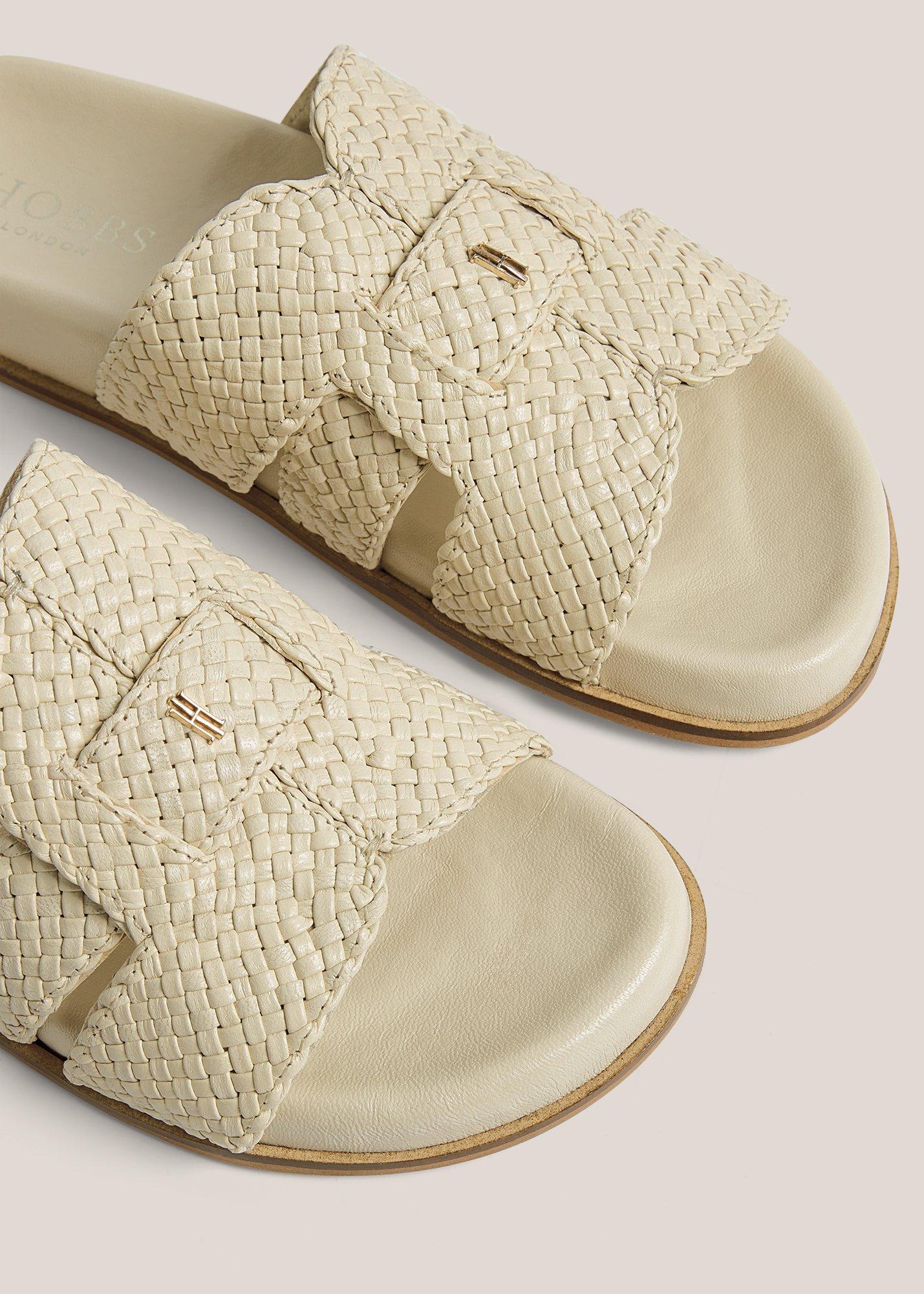 Emma Woven Slides, Warm Ivory, hi-res