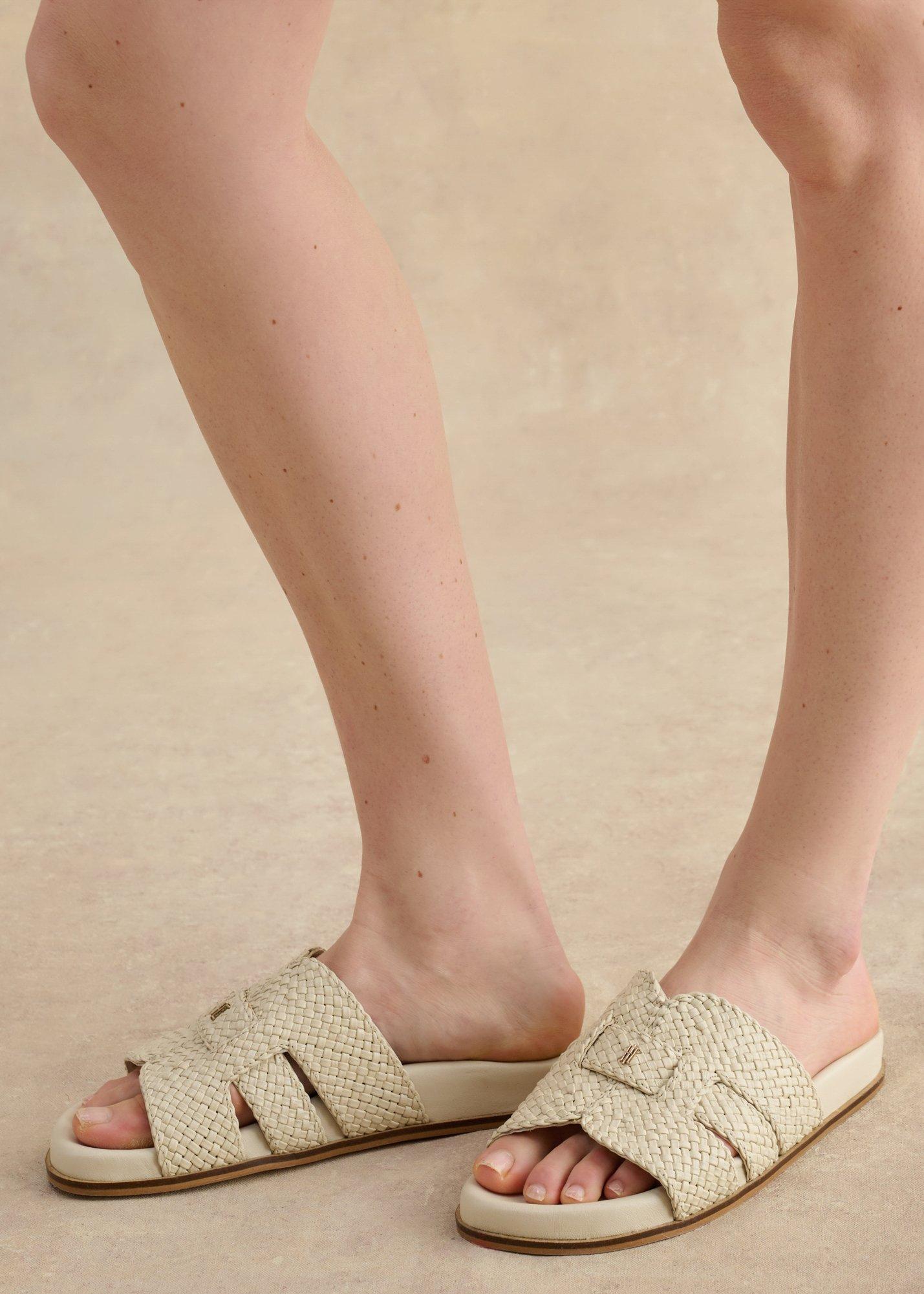 Emma Woven Slides, Warm Ivory, hi-res