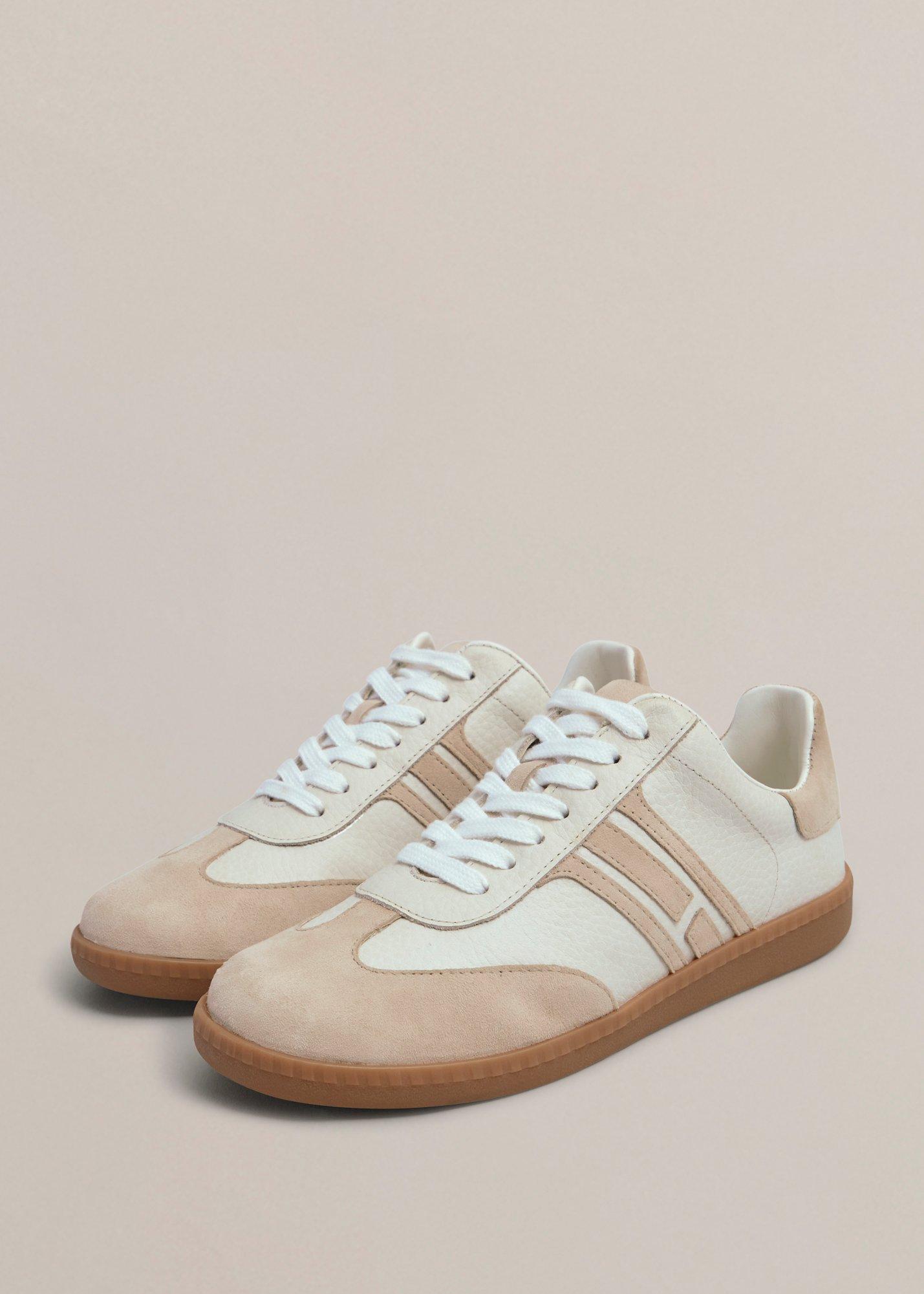 Khloe Leather Trainers, Ivory Beige, hi-res