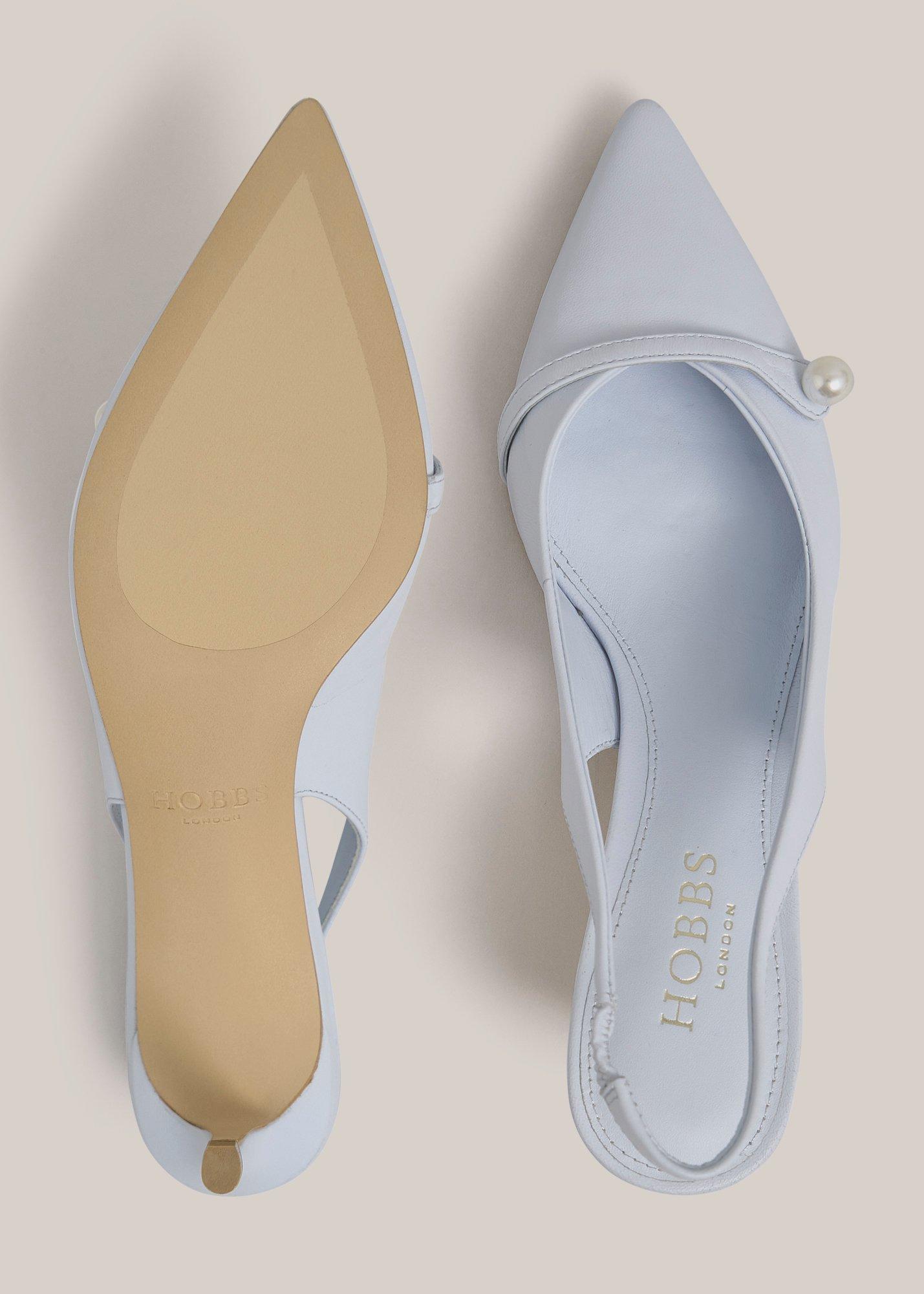 Serena Leather Slingbacks, Pale Blue, hi-res