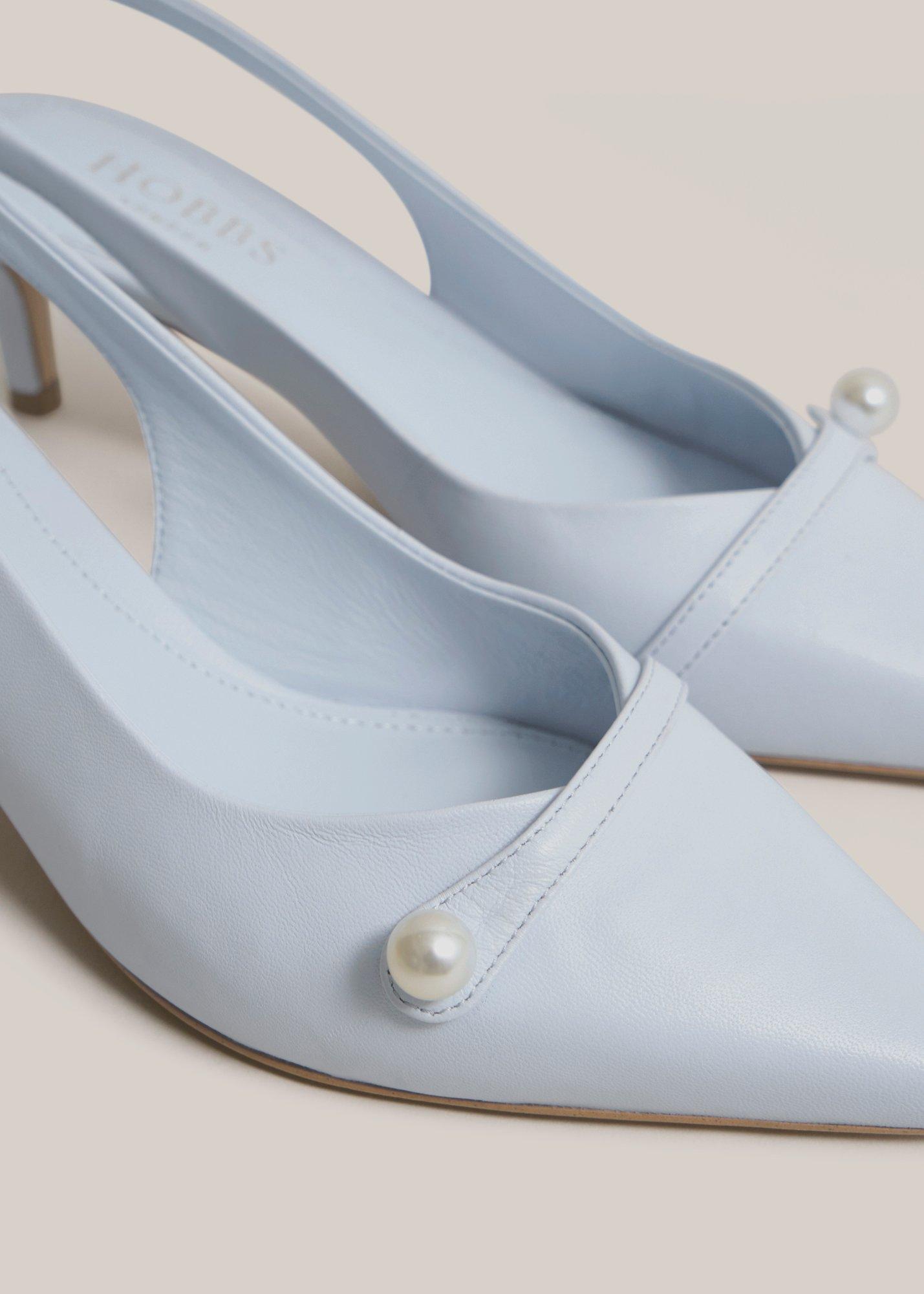 Serena Leather Slingbacks, Pale Blue, hi-res
