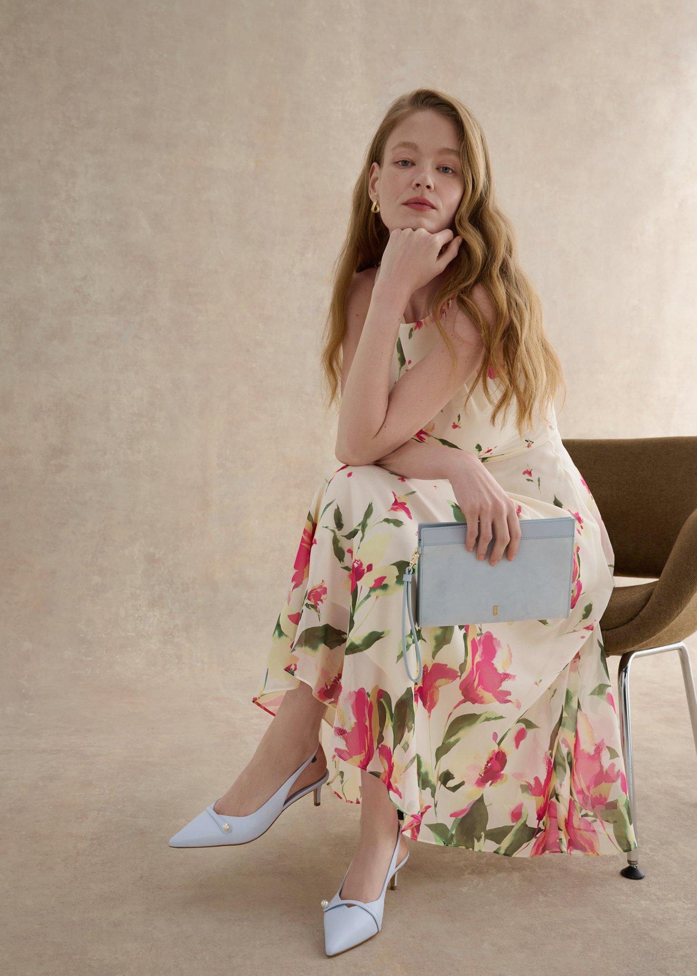 Serena Leather Slingbacks, Pale Blue, hi-res