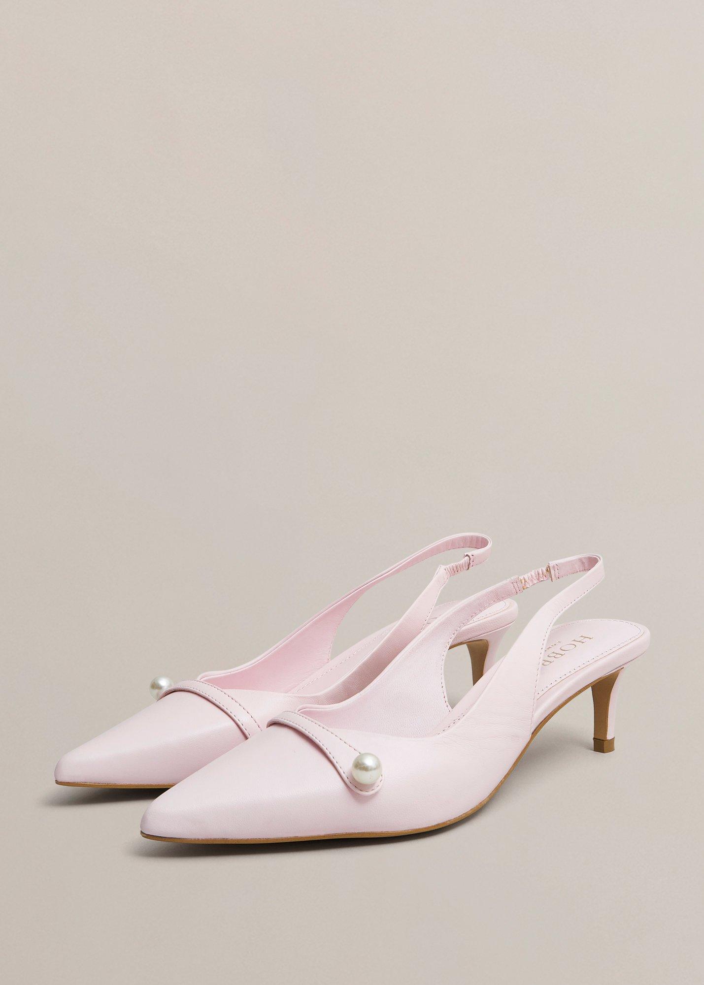 Serena Leather Slingbacks, Pale Pink, hi-res