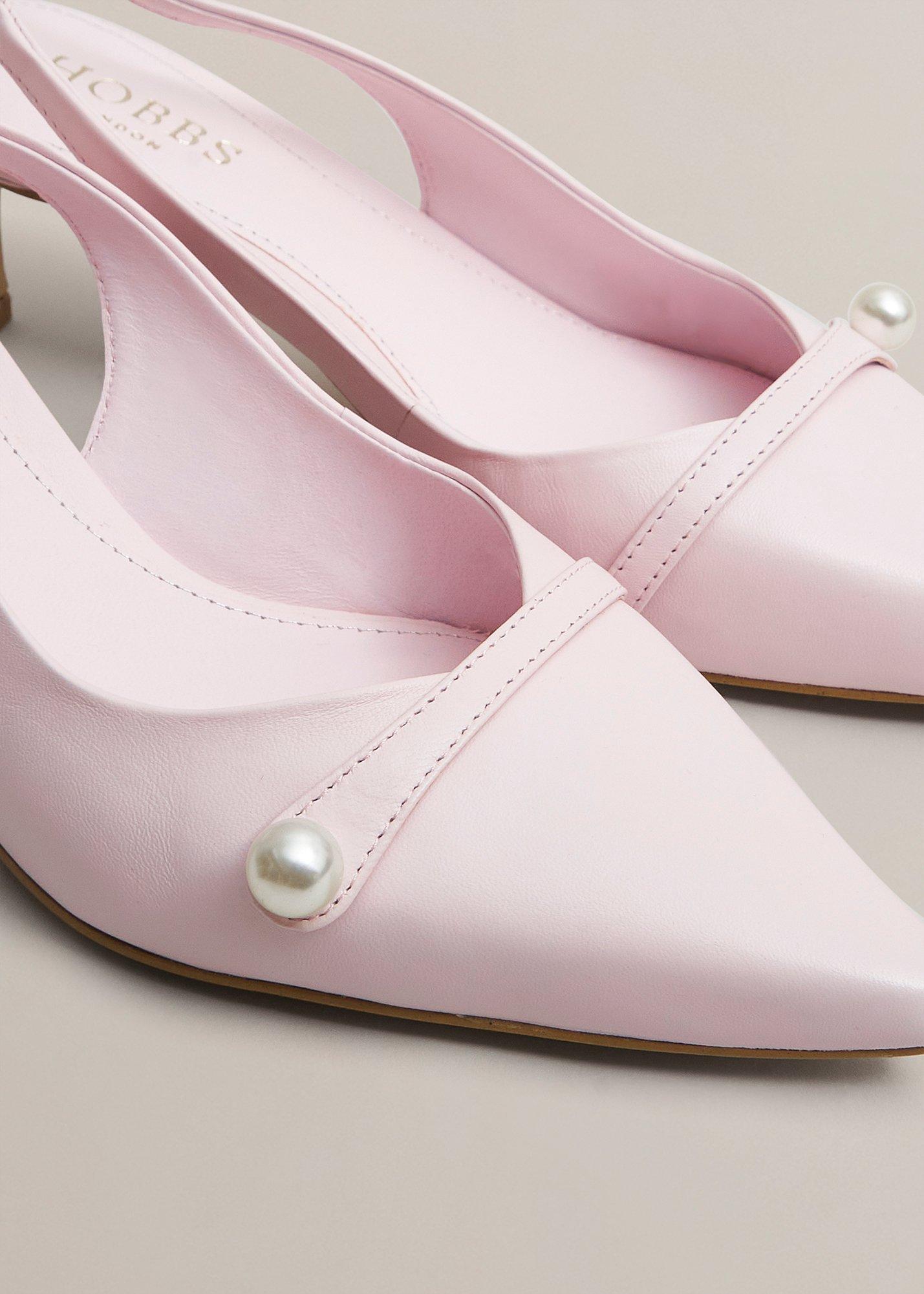 Serena Leather Slingbacks, Pale Pink, hi-res