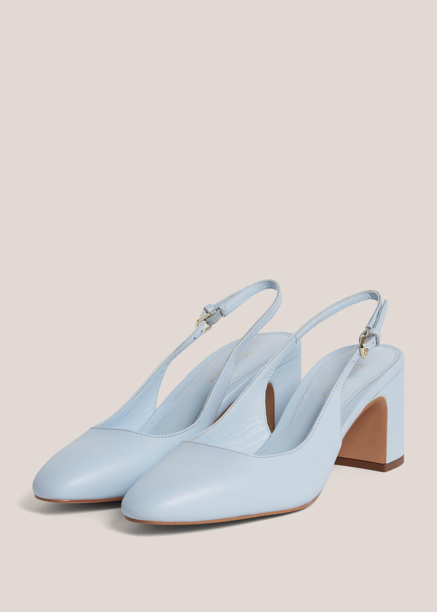 Lily Leather Slingback, Pale Blue, hi-res