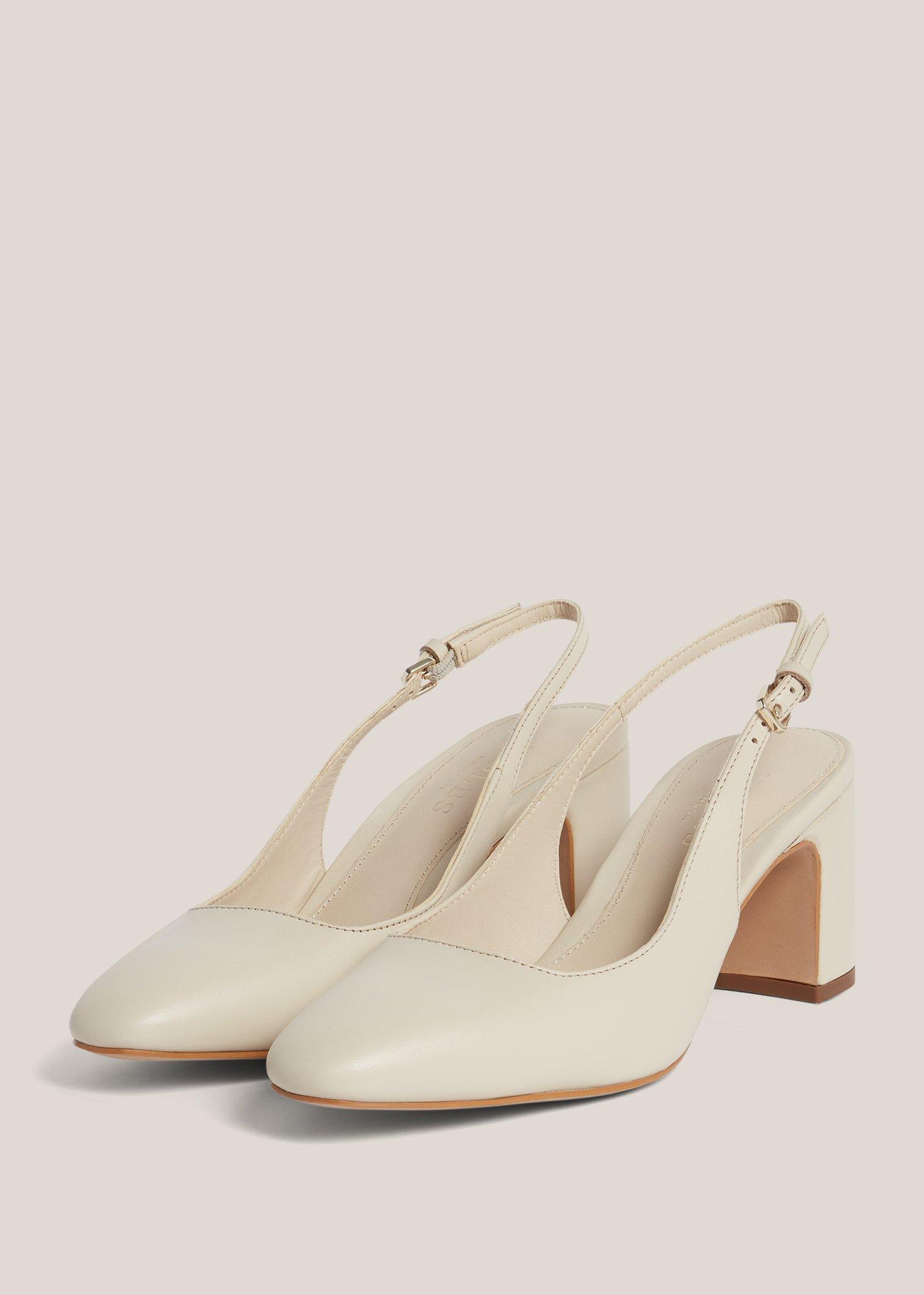 Lily Leather Slingback, Warm Ivory, hi-res
