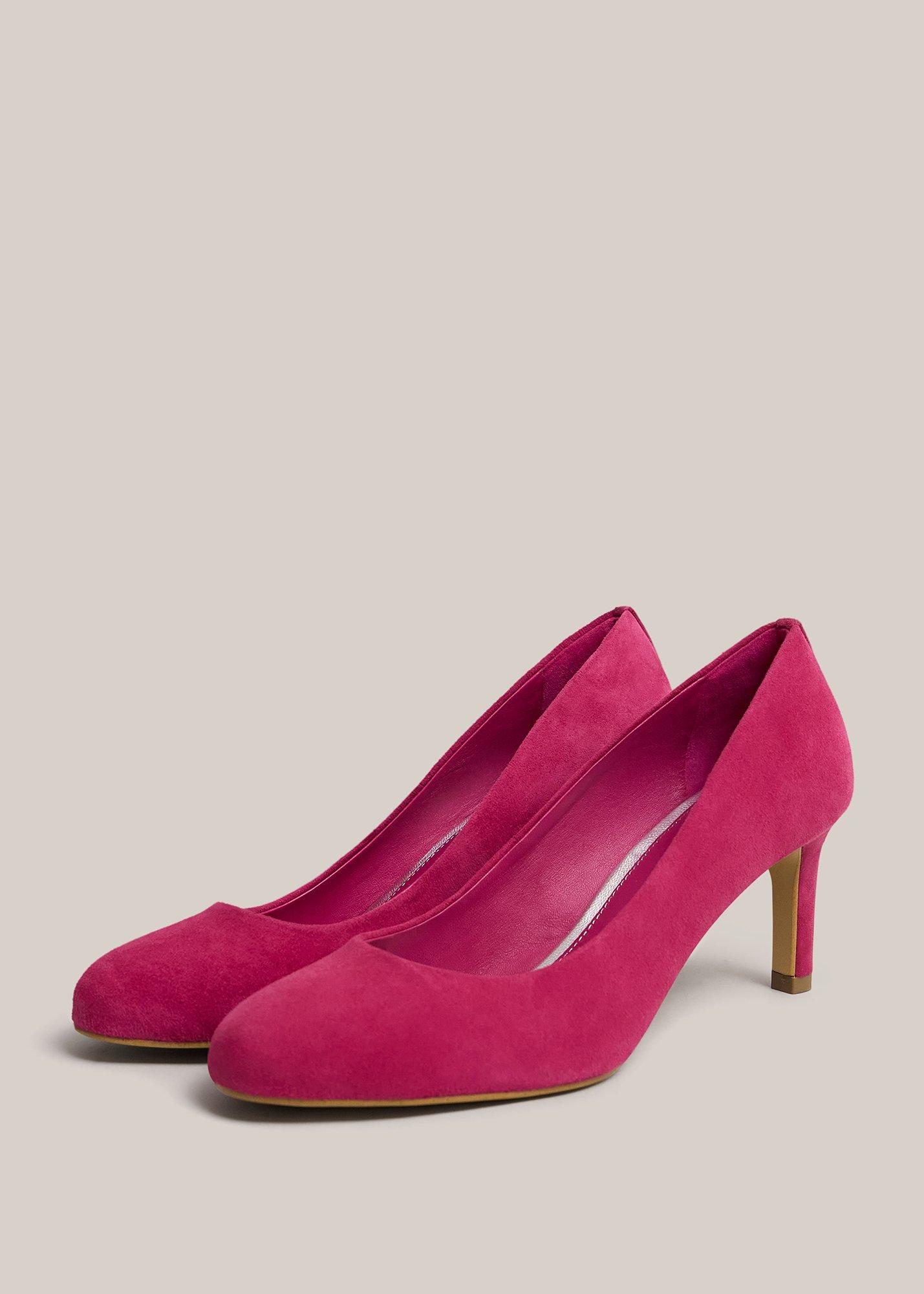Lizzie Suede Courts, Bright Pink, hi-res