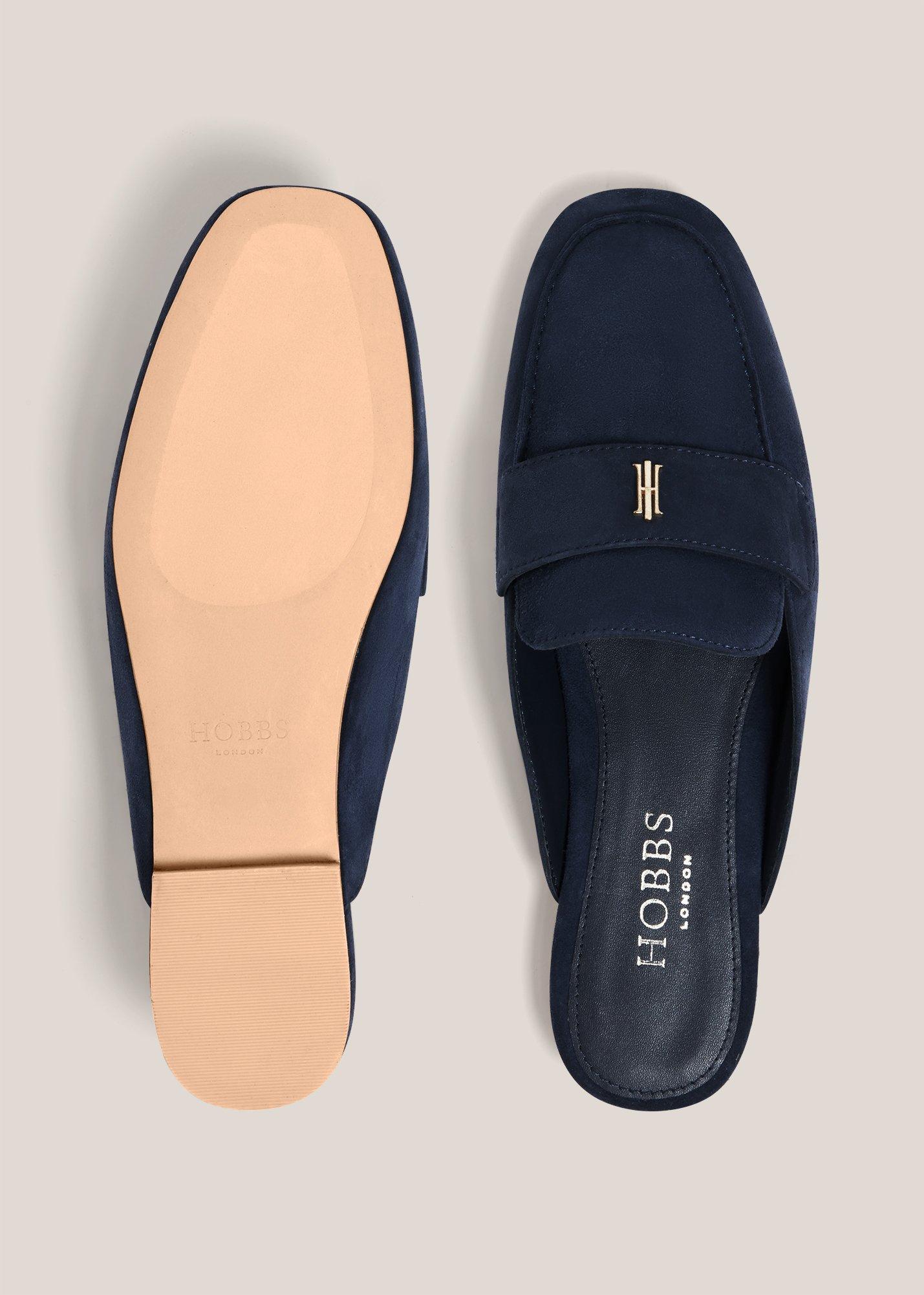 Lola Suede Backless Loafers, Hobbs Navy, hi-res