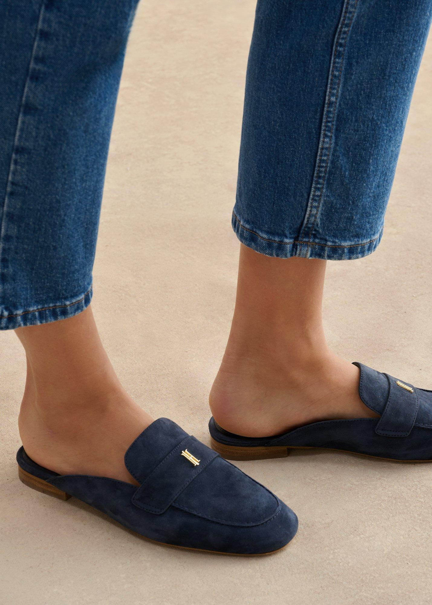 Lola Suede Backless Loafers, Hobbs Navy, hi-res