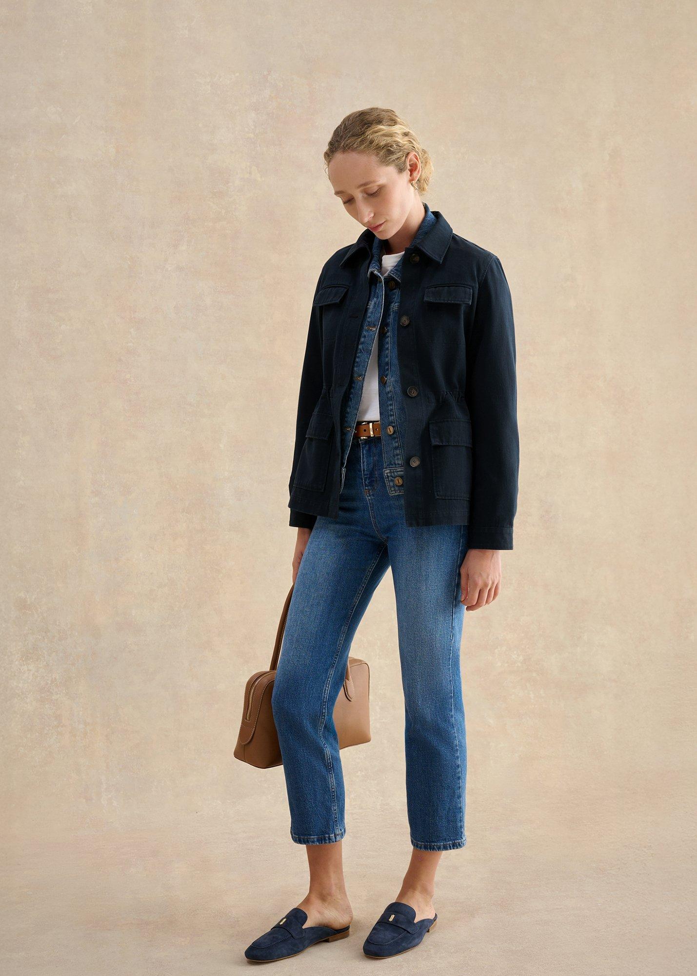 Lola Suede Backless Loafers, Hobbs Navy, hi-res