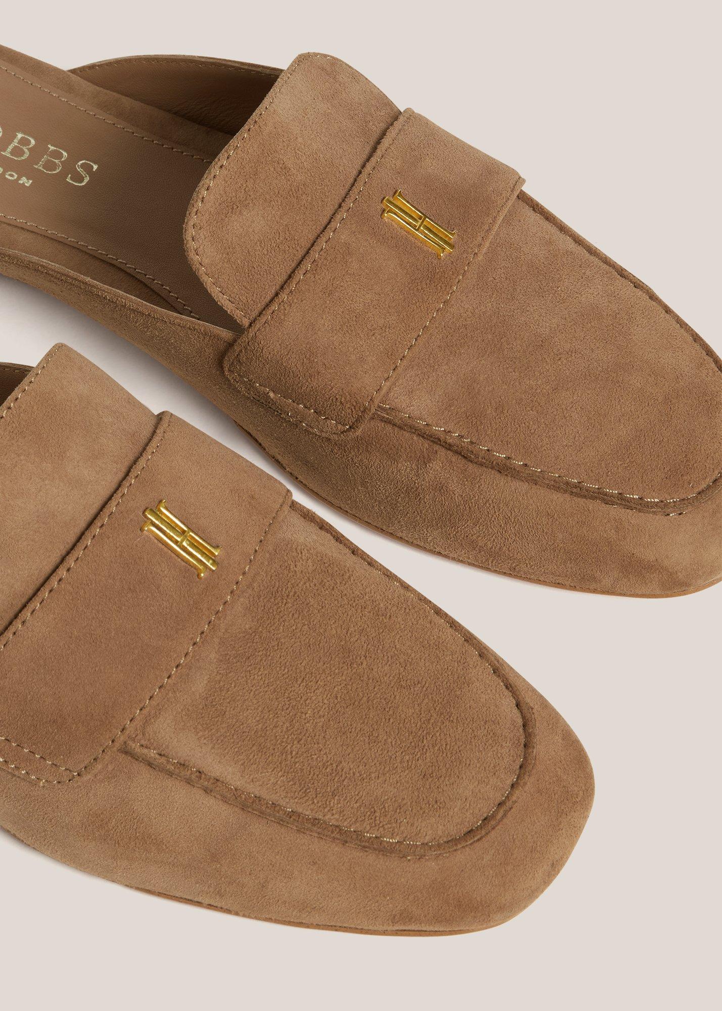 Lola Suede Backless Loafers, Light Tan, hi-res