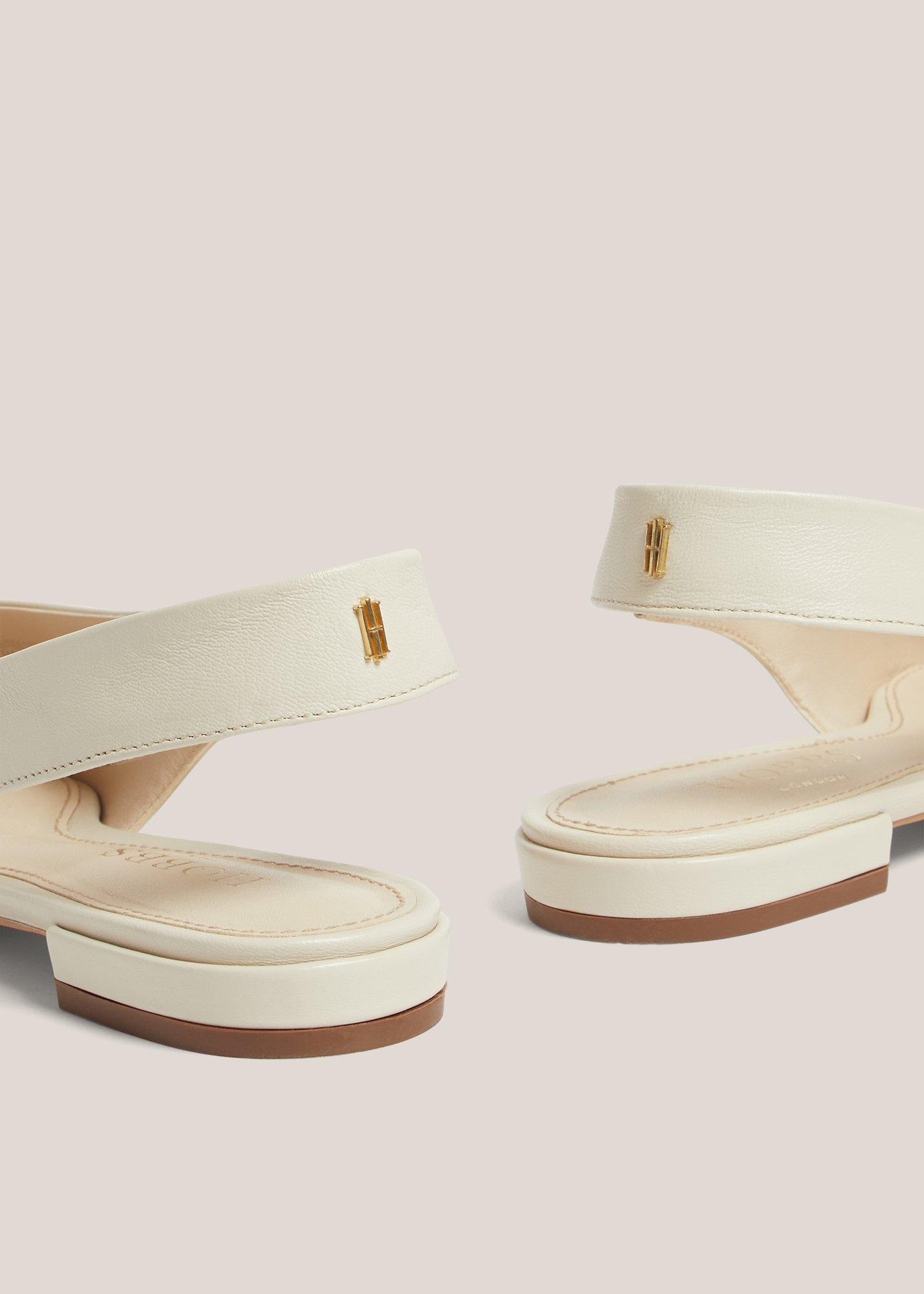 Natalia Leather Flat Slingbacks, Warm Ivory, hi-res