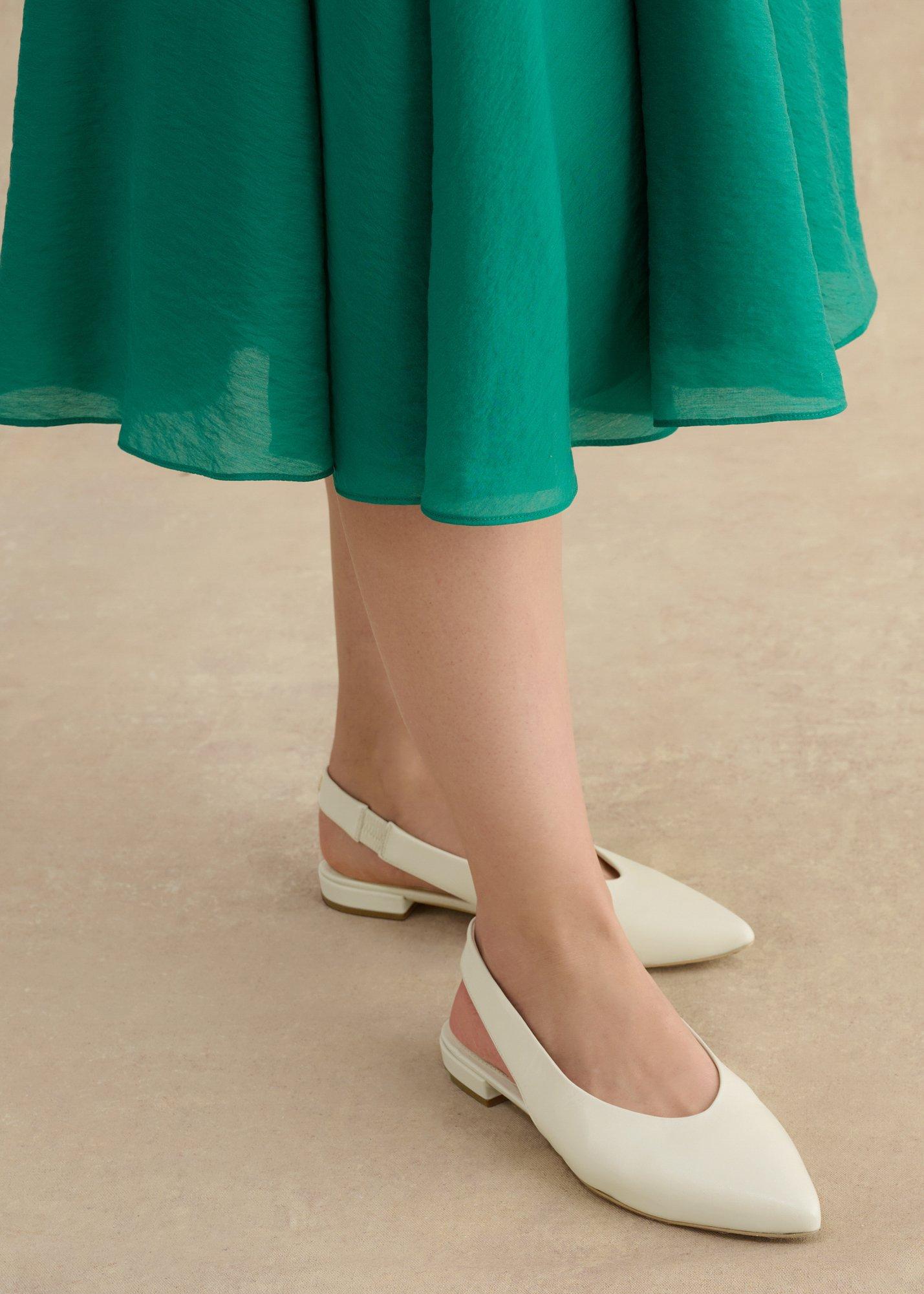 Natalia Leather Flat Slingbacks, Warm Ivory, hi-res