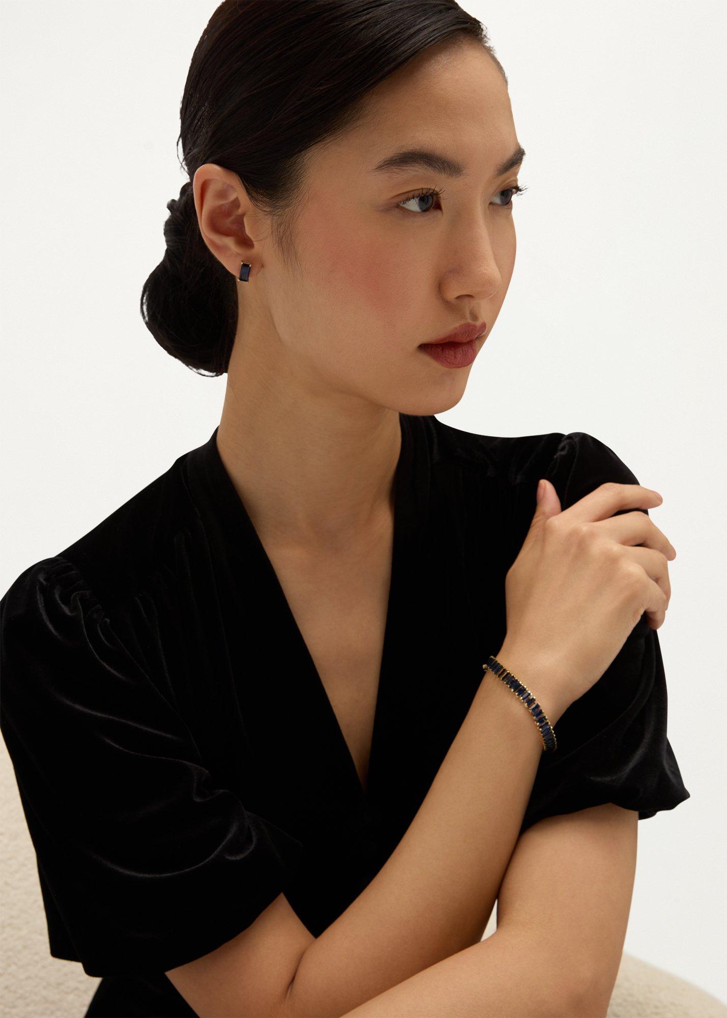 Enid Earring, Navy Gold, hi-res