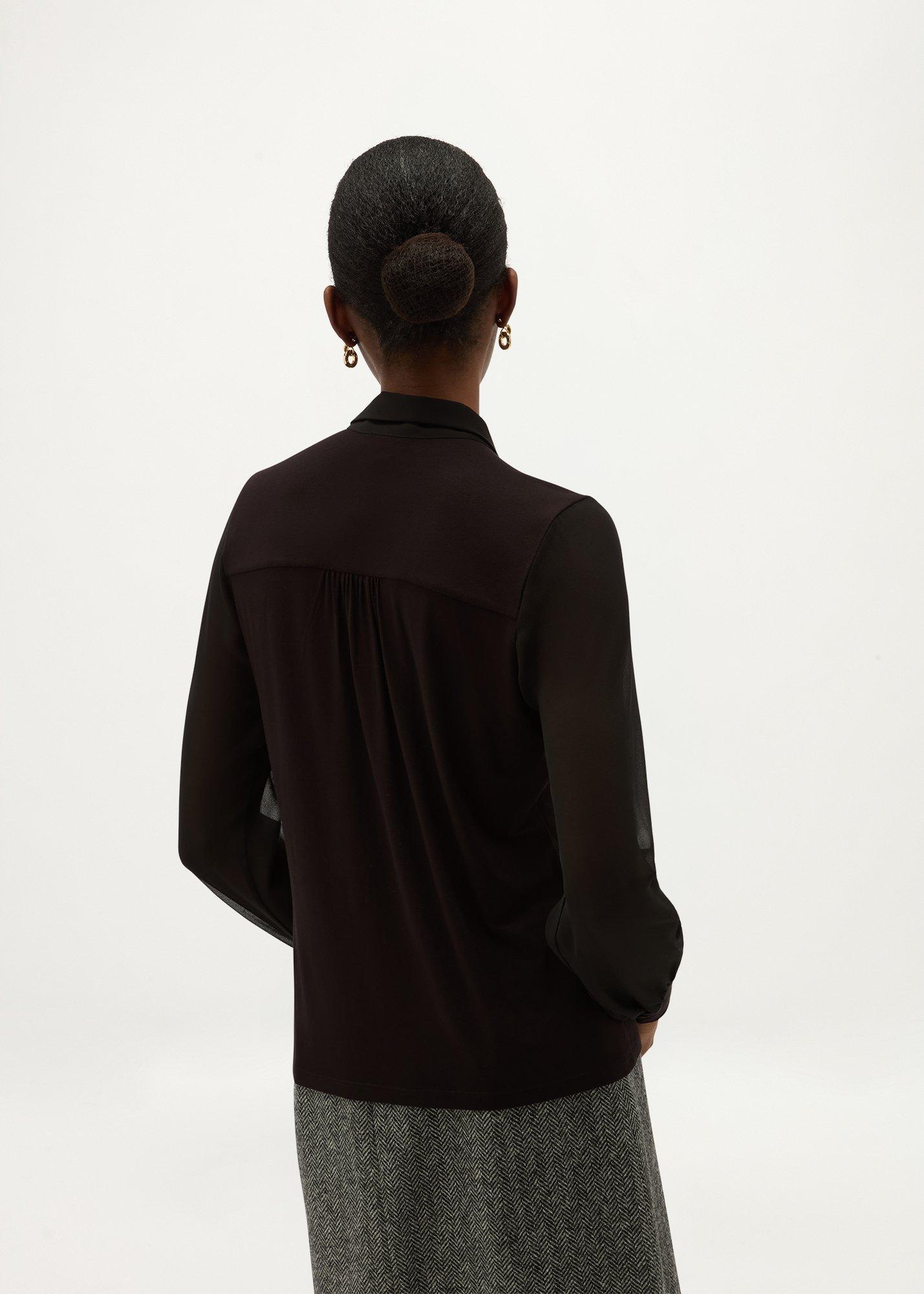 Tarini Tie Neck Top, Black, hi-res