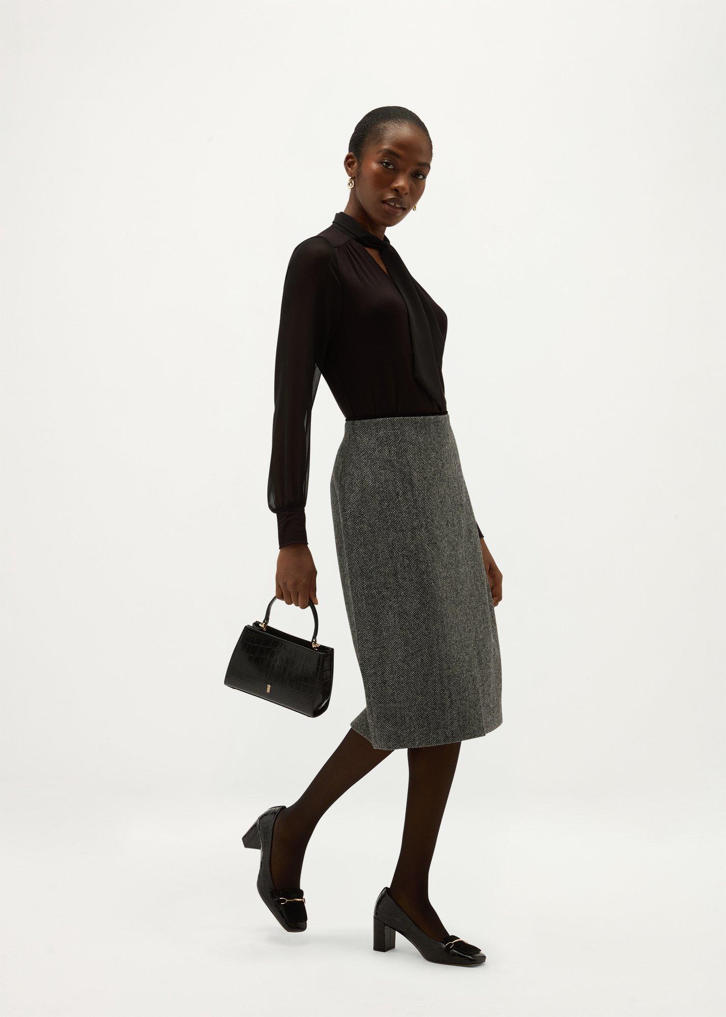 Tarini Tie Neck Top, Black, hi-res