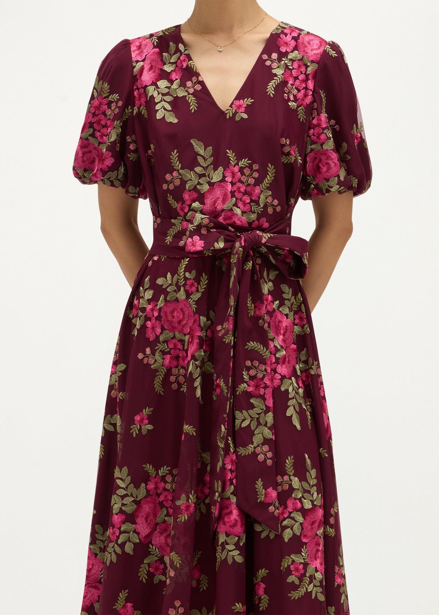 Ira Embroidered Dress, Plum Multi, hi-res