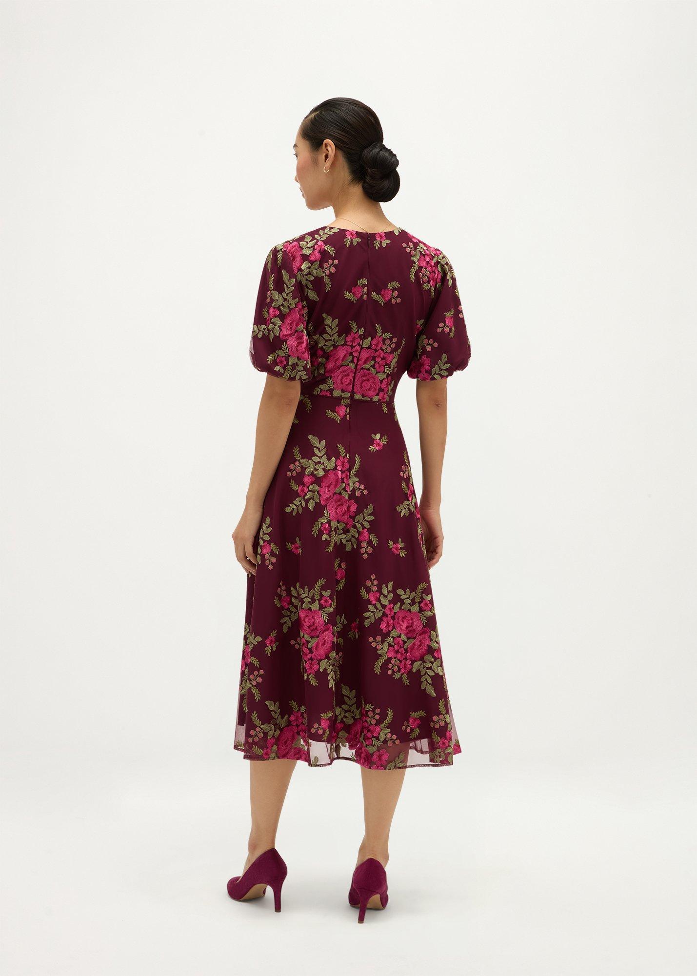 Ira Embroidered Dress, Plum Multi, hi-res