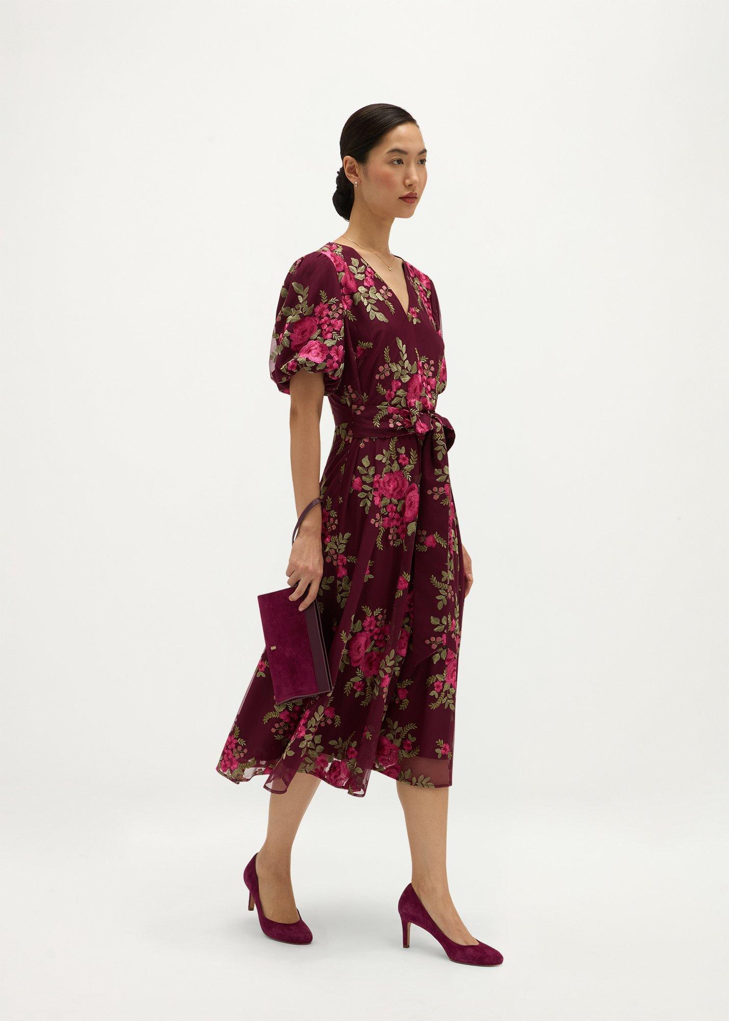 Ira Embroidered Dress, Plum Multi, hi-res